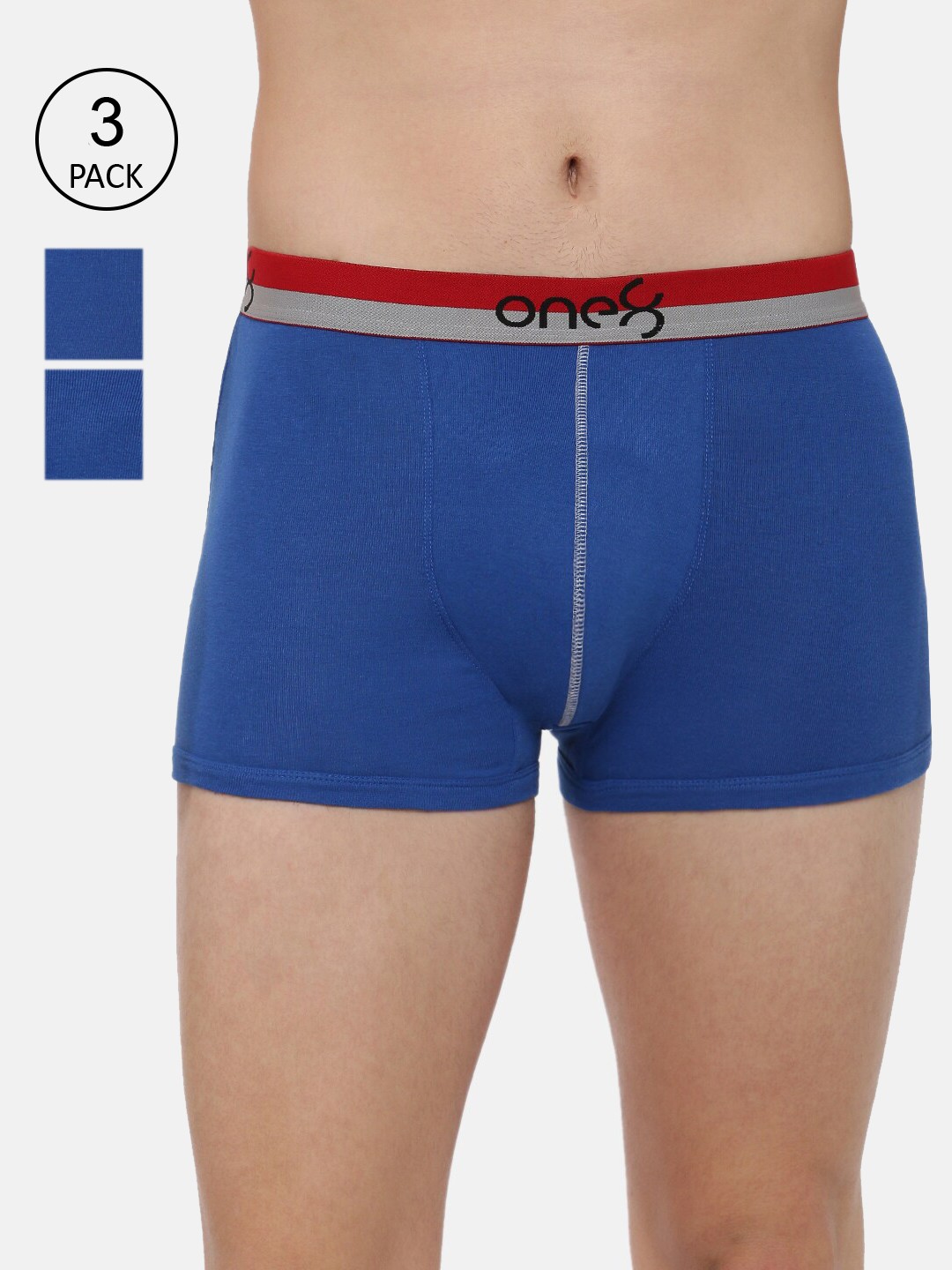 

one8 by Virat Kohli Men Pack Of 3 Blue Solid Trunk ONE8_714_RBLU_RBLU_RBLU_3PC, Multi