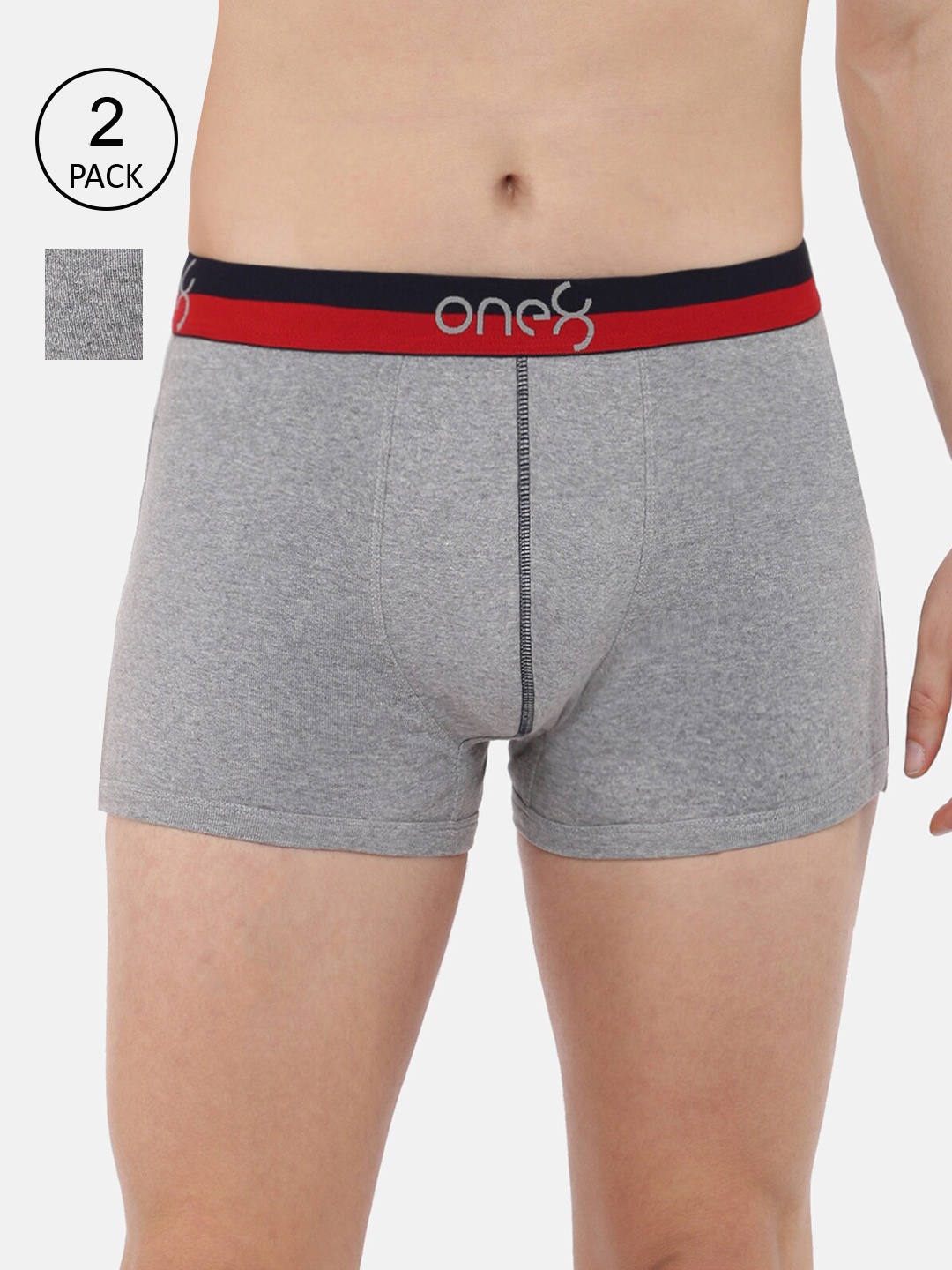 

one8 by Virat Kohli Men Grey Pack Of 2 Solid Combed Cotton Trunk ONE8_714_GR_GR_2PC
