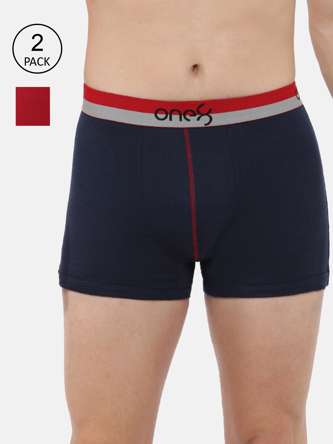 one8 by Virat Kohli Men Pack of 2 Solid Cotton Trunks ONE8_714_MBU_BRD_2PC, Black