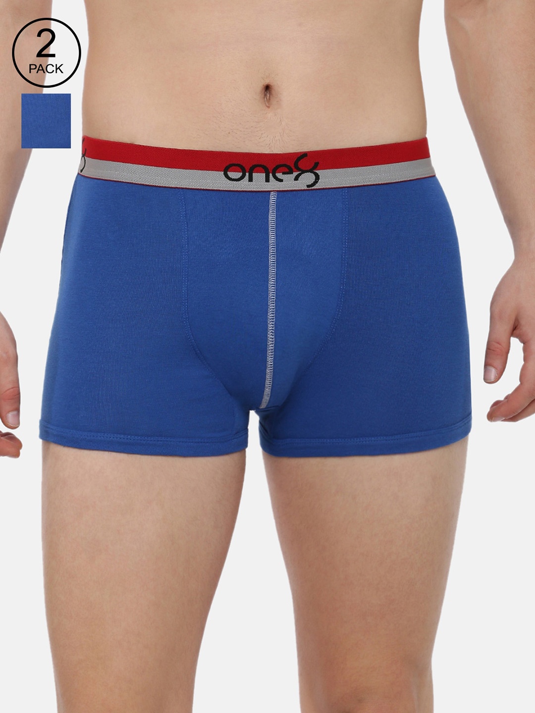 

one8 by Virat Kohli Blue Pack of 2 Men Solid Pure Cotton Trunk ONE8_714_RBLU_RBLU_2PC