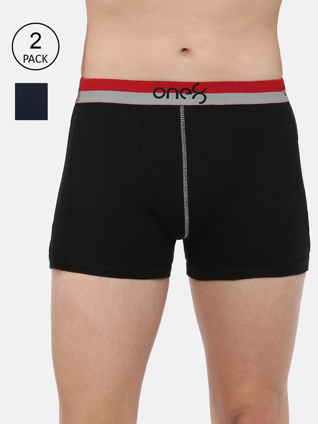 

one8 by Virat Kohli Men Pack Of 2 Solid Combed Cotton Trunk ONE8_714_BLK_MBU_2PC, Multi