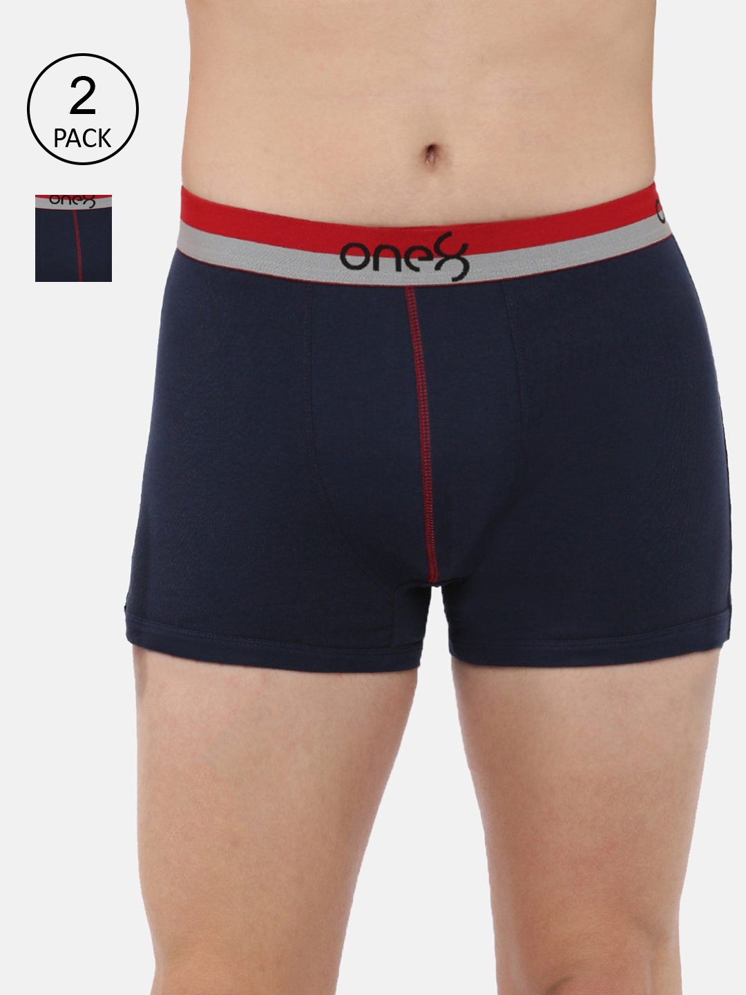 

one8 by Virat Kohli Pack of 2 Men Solid Pure Cotton Trunk ONE8_714_MBU_MBU_2PC, Navy blue