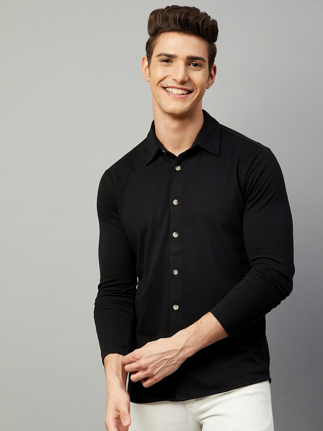 

GRITSTONES Men Black Comfort Casual Shirt
