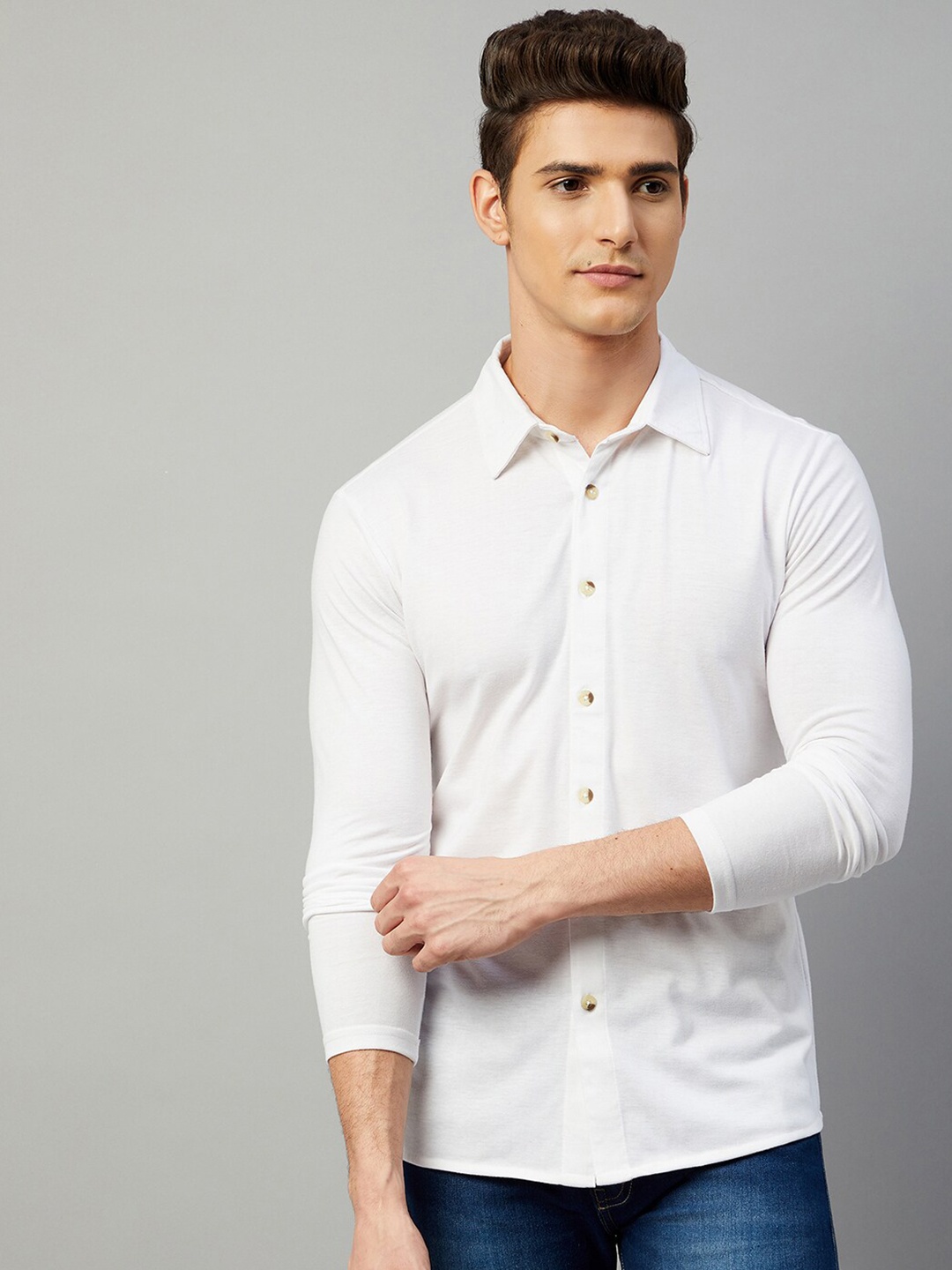 

GRITSTONES Men White Comfort Casual Shirt