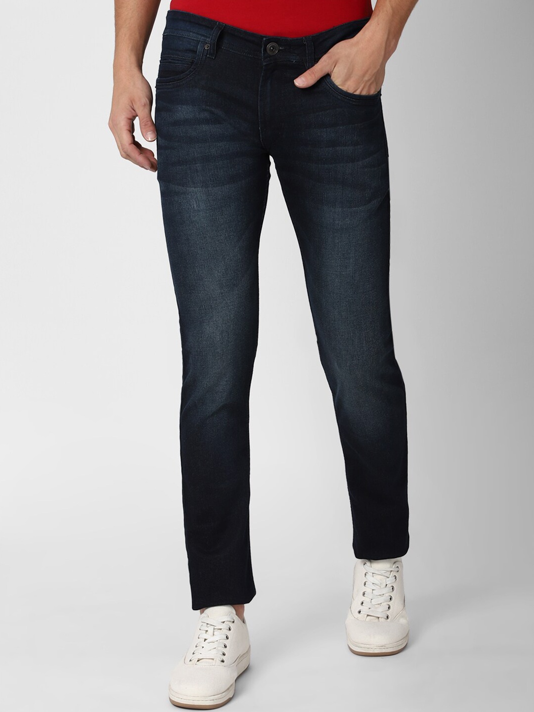 

Peter England Casuals Men Navy Blue Skinny Fit Heavy Fade Jeans