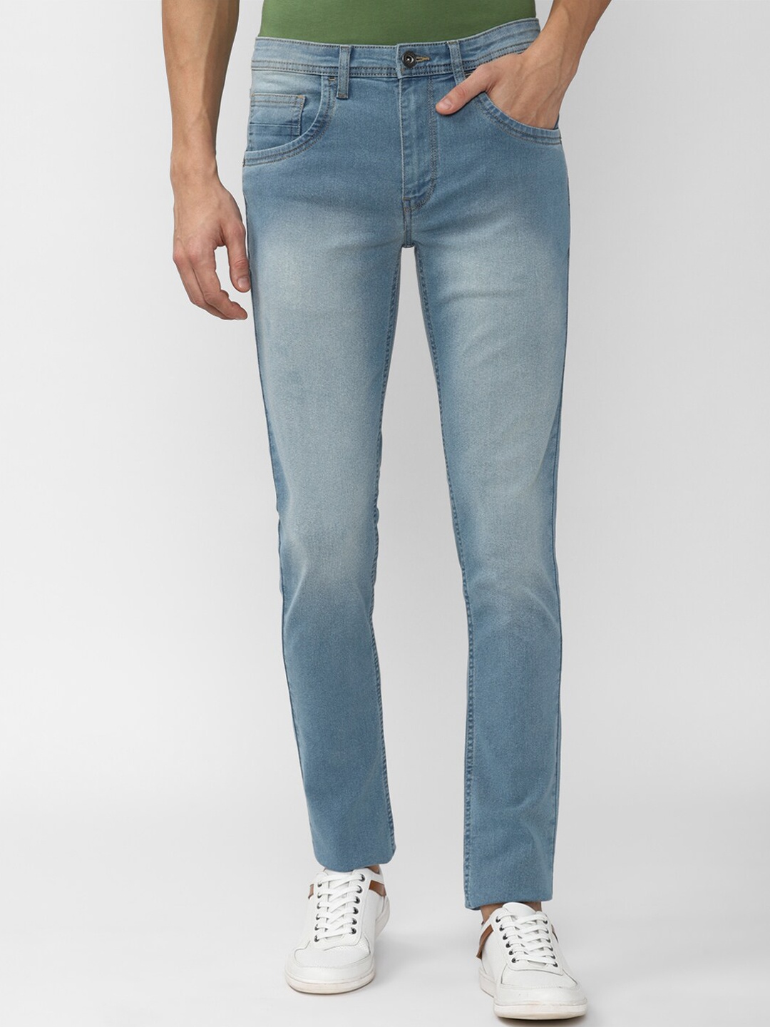 

V Dot Men Blue Skinny Fit Heavy Fade Jeans