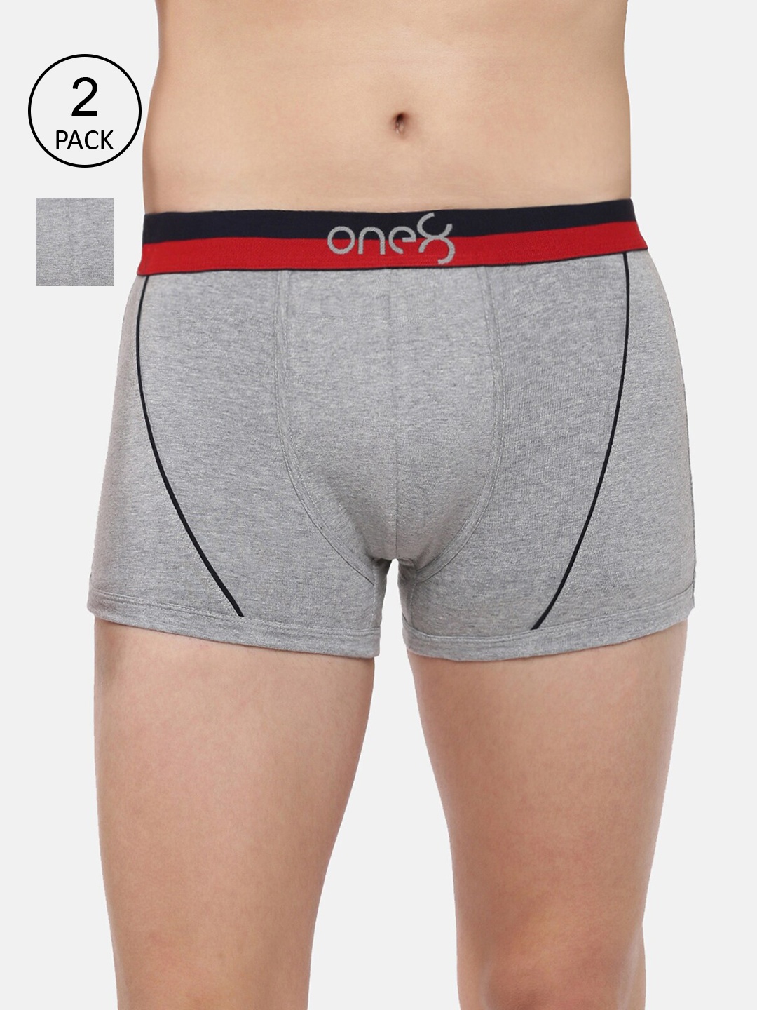

one8 by Virat Kohli Men Pack Of 2 Solid Trunk ONE8_715_GR_GR_2PC, Multi