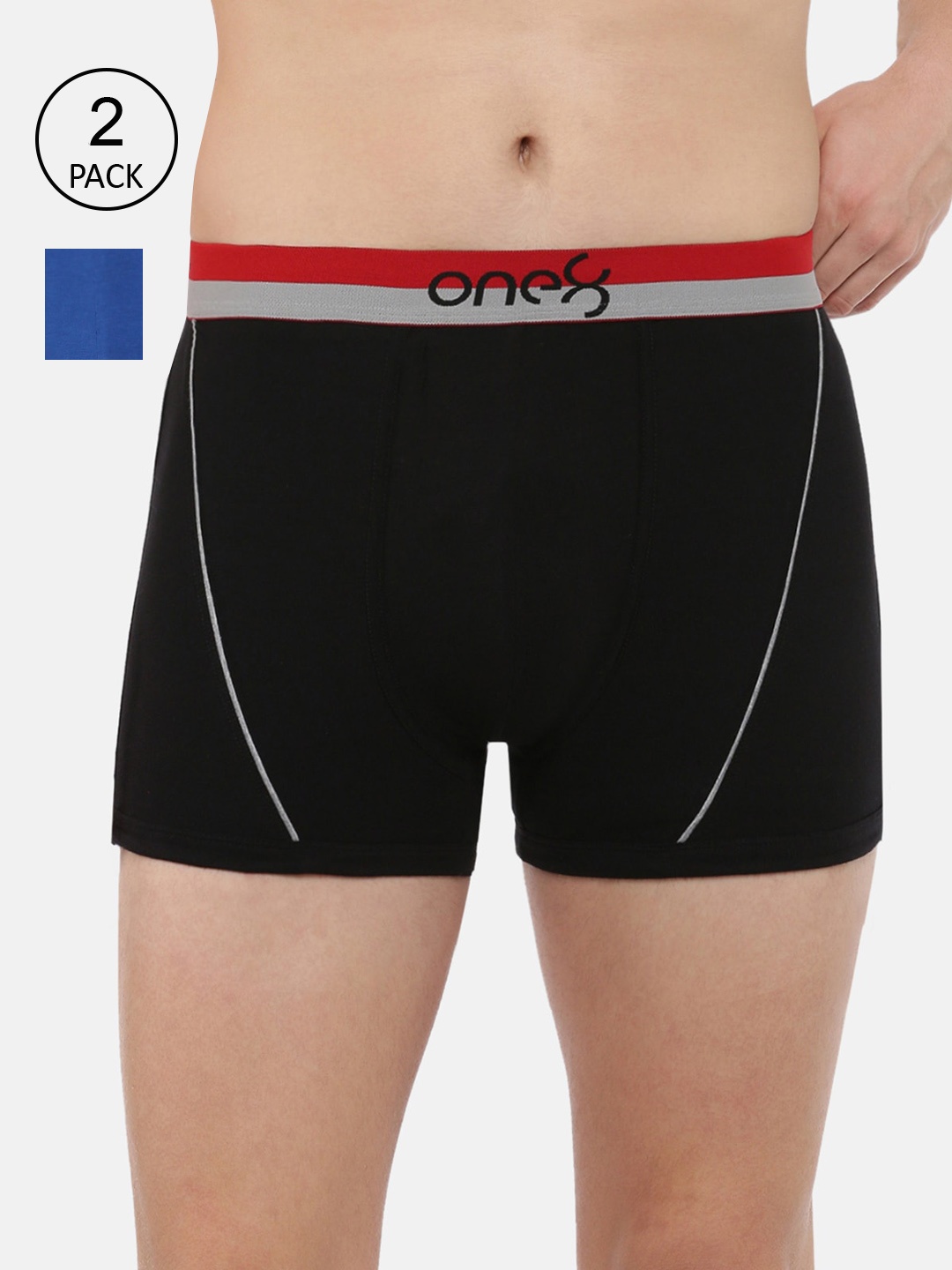 

one8 by Virat Kohli Men Pack Of 2 Solid Trunks ONE8_715_BLK_RBLU_2PC, Multi