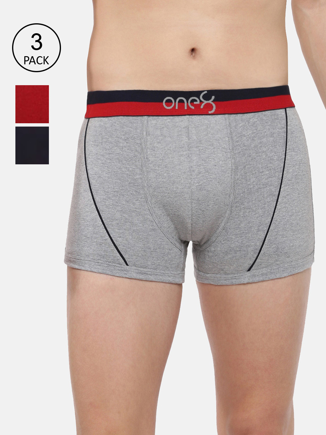 

one8 by Virat Kohli Men Pack Of 3 Solid Trunk ONE8_715_GR_NB_BRD_3PC, Multi