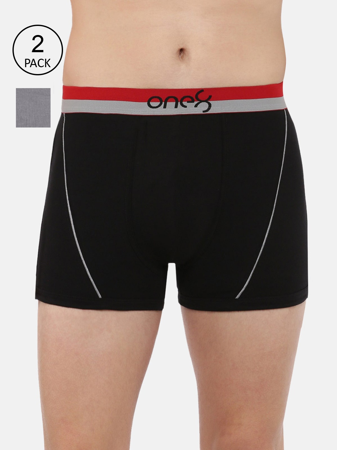 

one8 by Virat Kohli Men Black & Grey Pack Of 2 Pure Cotton Trunks ONE8_715_BLK_GR_2PC