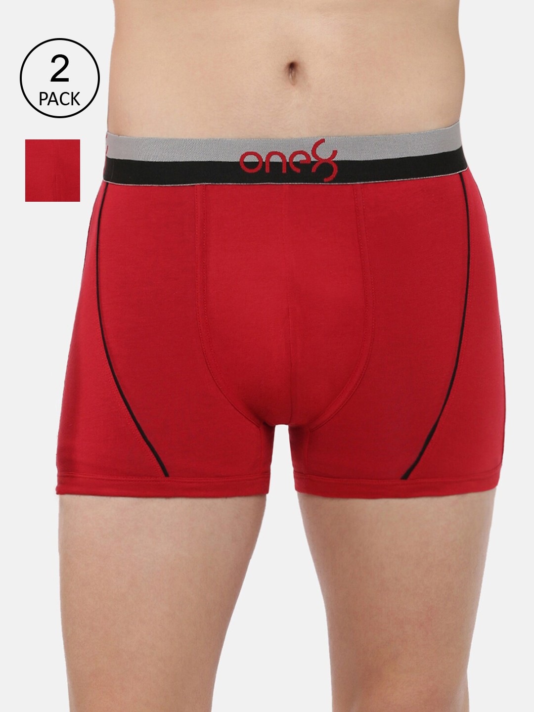 

one8 by Virat Kohli Men Pack Of 2 Red Solid Trunks ONE8_715_BRD_BRD_2PC