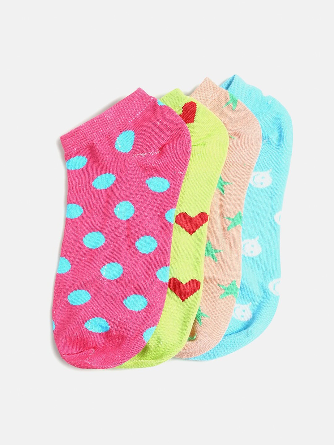 

Kolor Fusion Pack of 4 Women Printed Cotton Socks, Blue