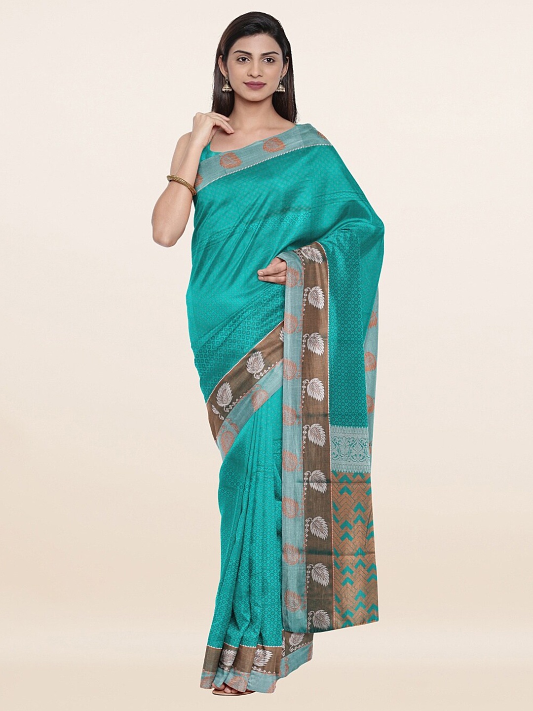 

Pothys Green Floral Art Silk Saree