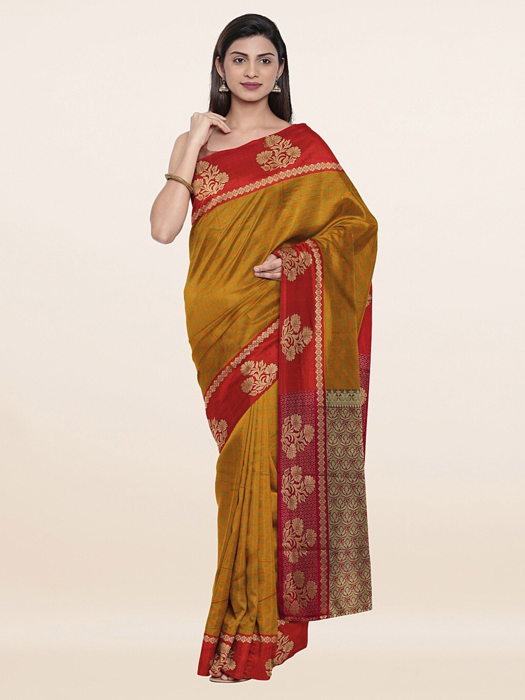 

Pothys Green & Red Woven Design Zari Art Silk Saree