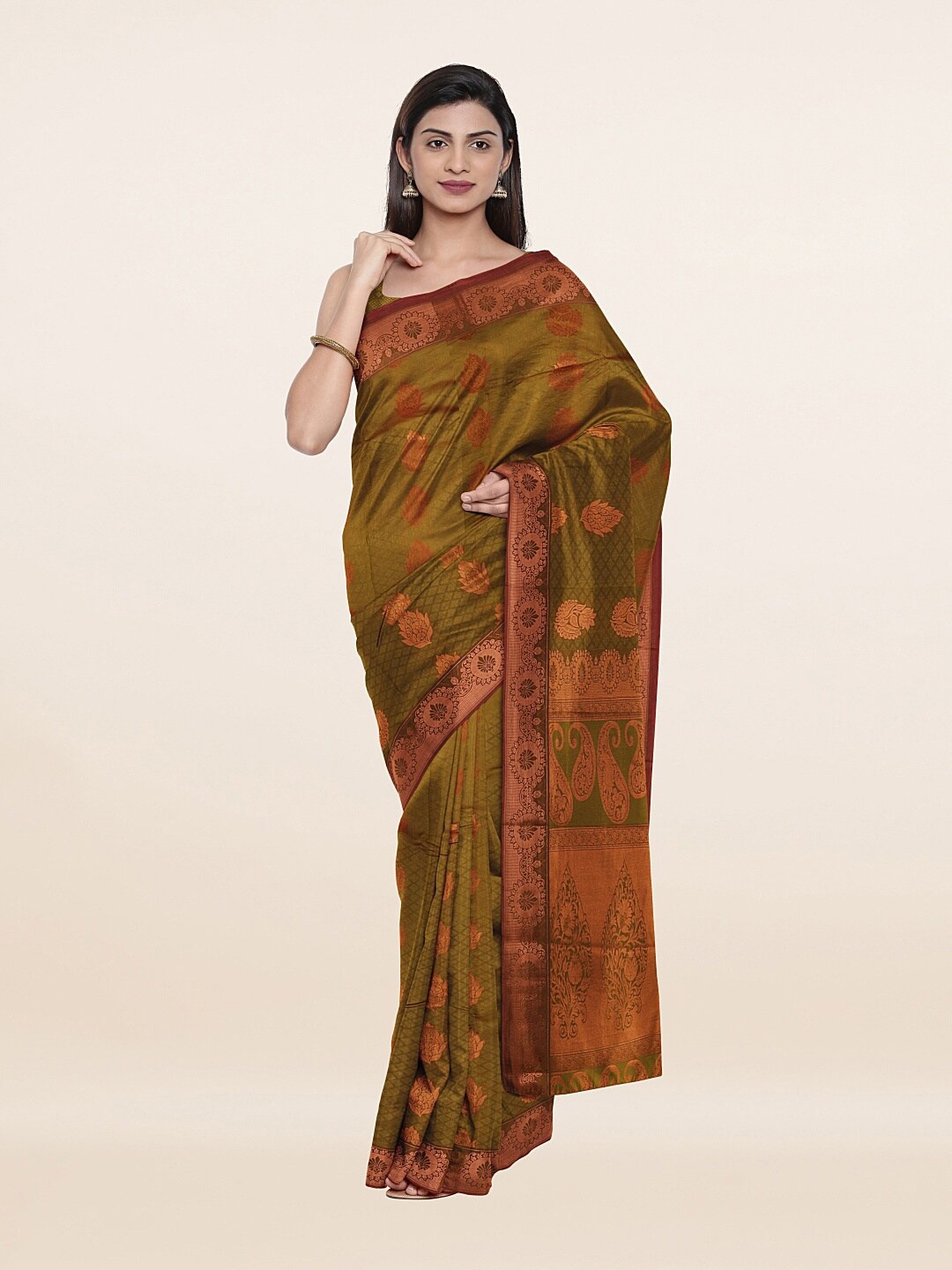 

Pothys Green Floral Zari Art Silk Saree