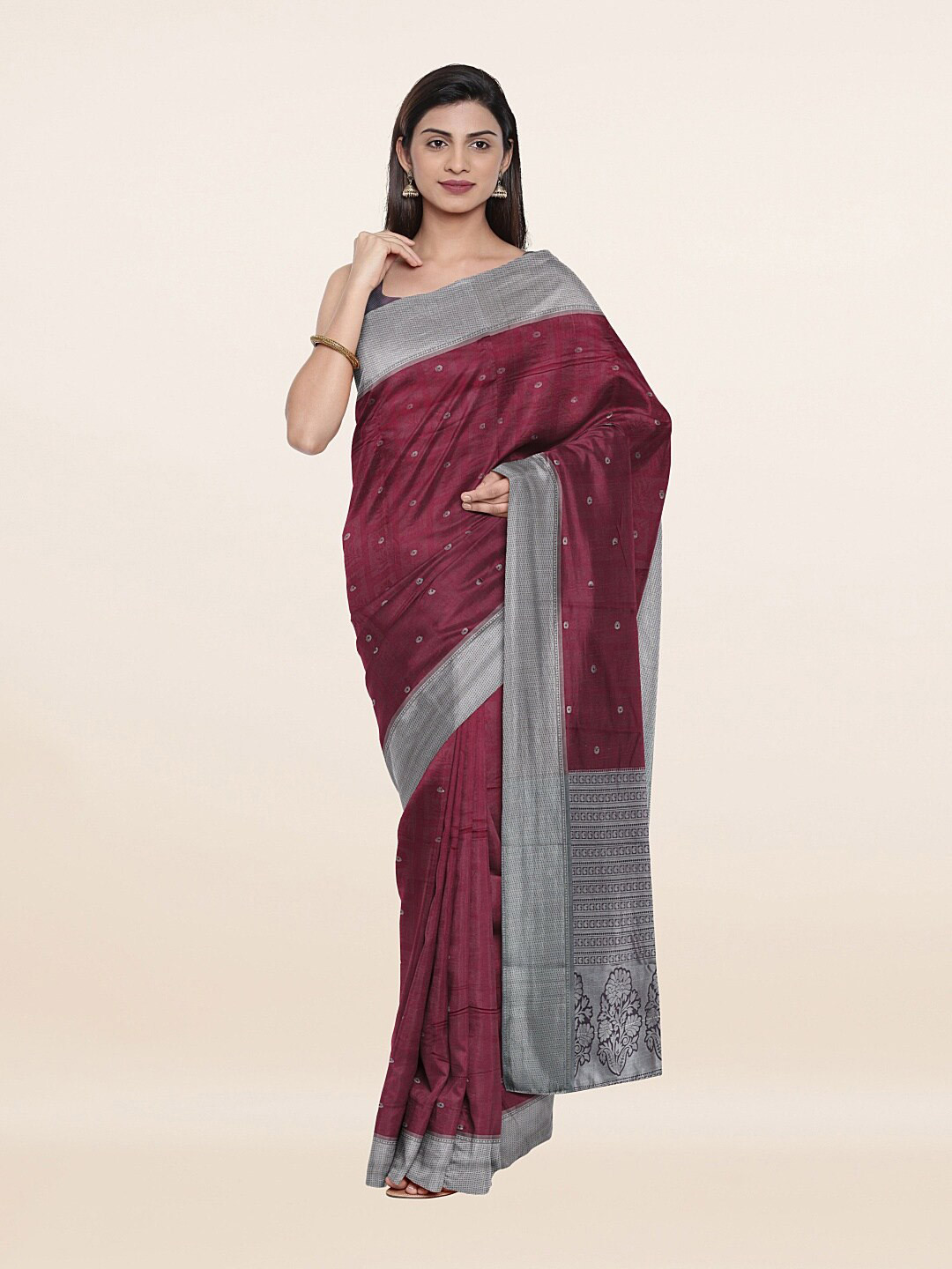 

Pothys Mauve Ethnic Motifs Art Silk Saree
