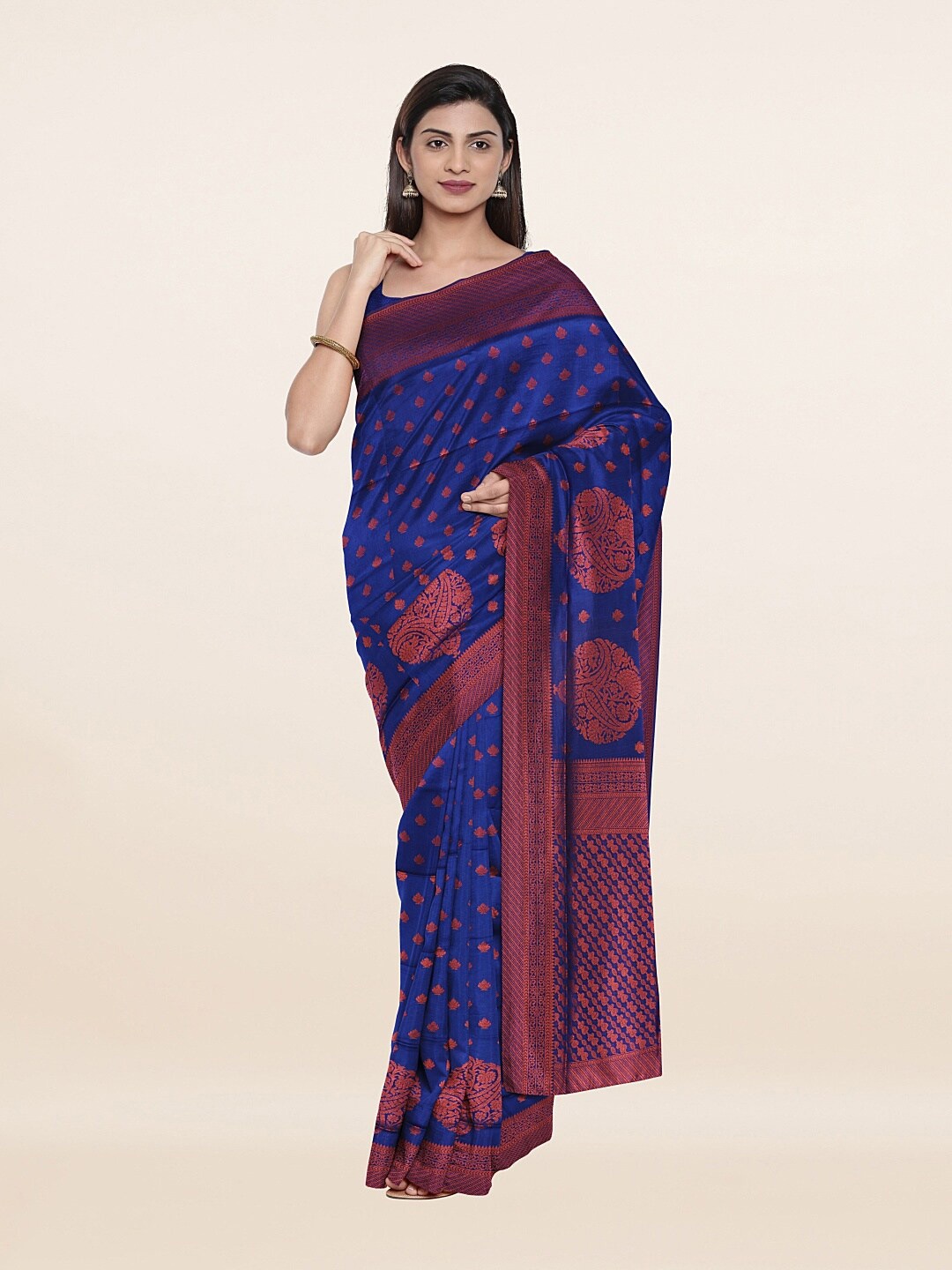 

Pothys Blue Ethnic Motifs Zari Art Silk Saree