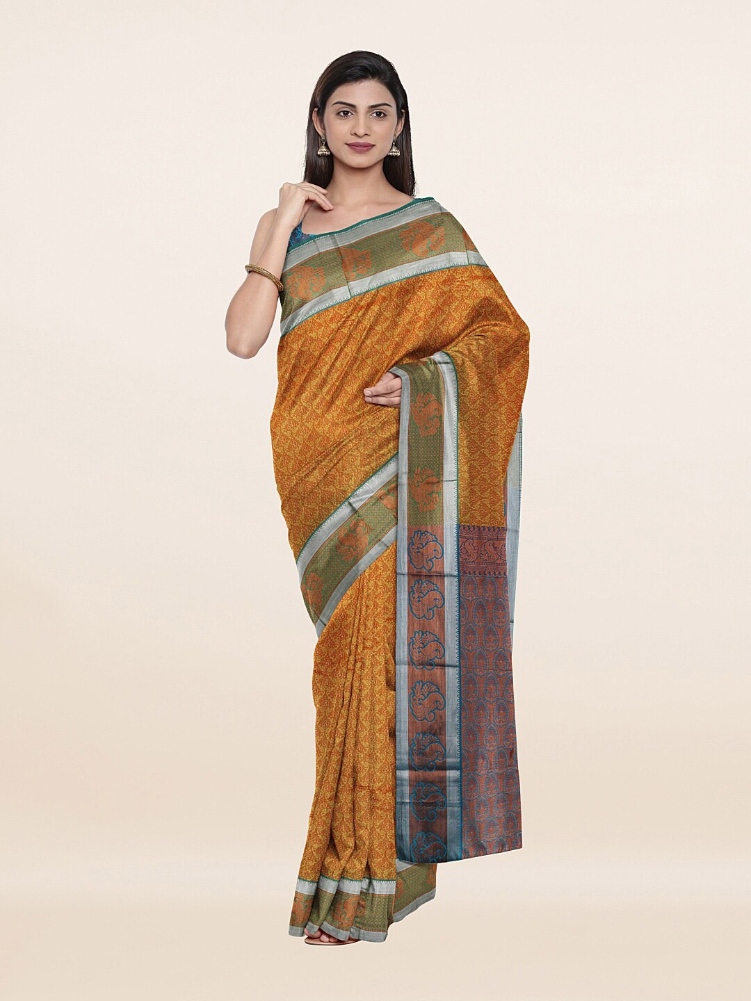 

Pothys Mustard & Green Woven Design Zari Art Silk Saree