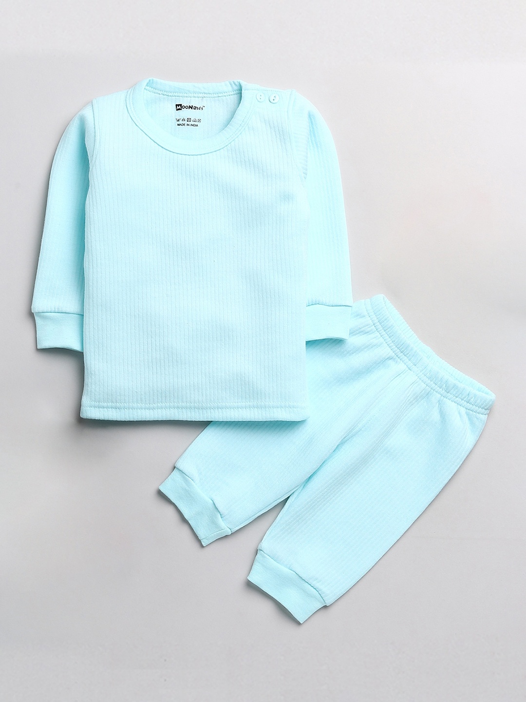 

MooNKids Boys Blue Solid Cotton Thermal Set