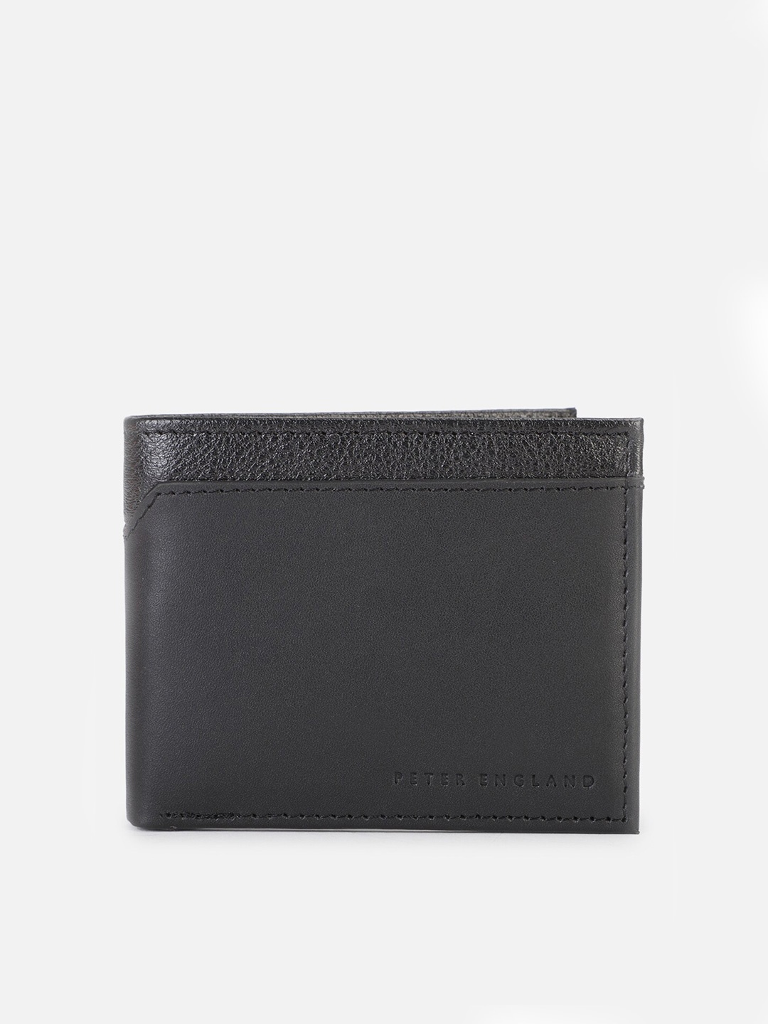 

Peter England Men Black Leather Two Fold Wallet