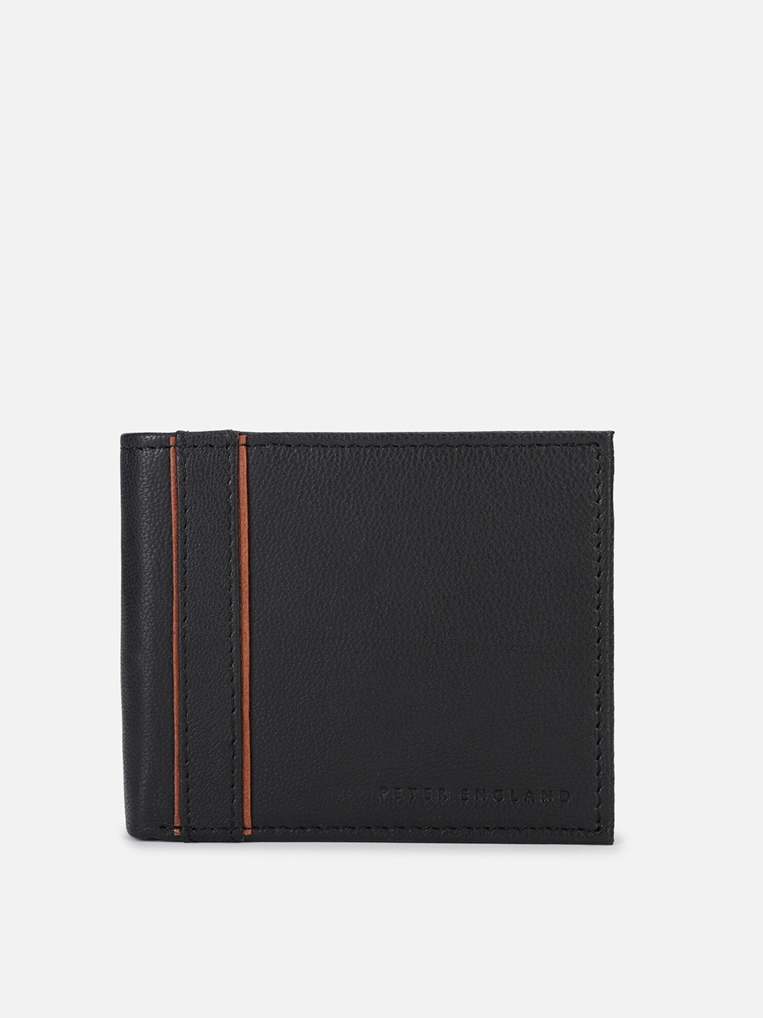 

Peter England Men Black Leather Two Fold Wallet