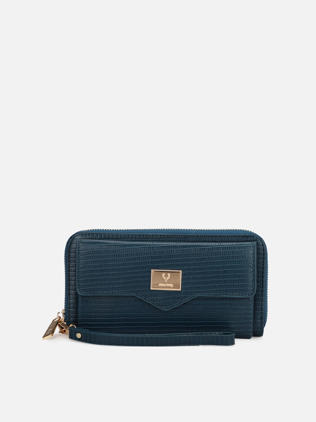 

Allen Solly Women Blue Textured PU Zip Around Wallet