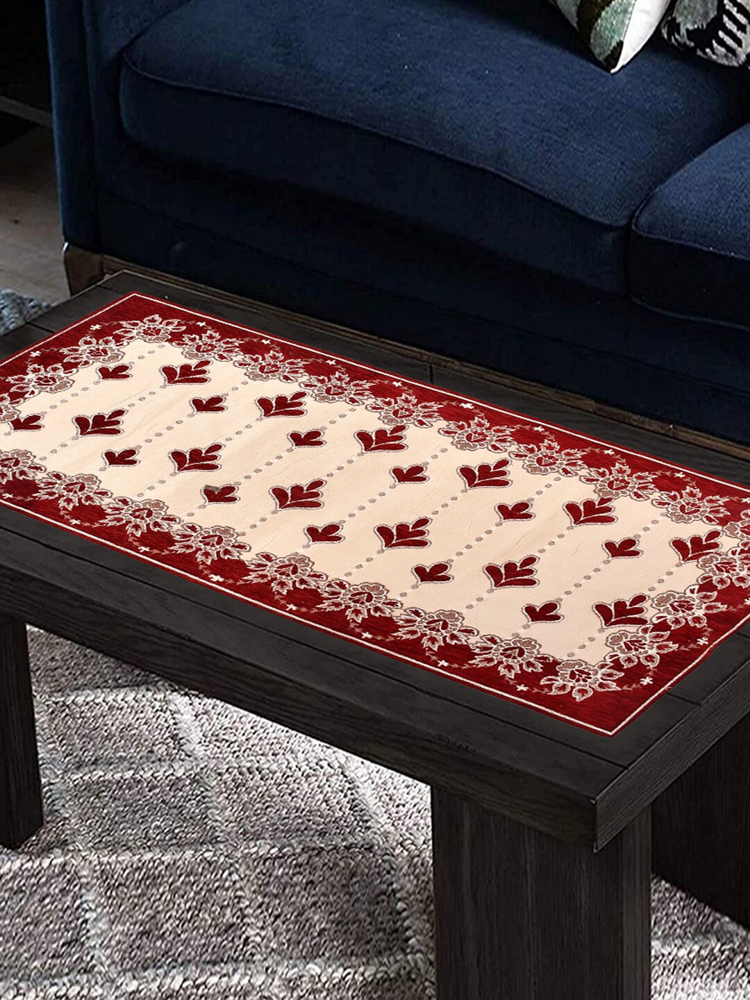 

Kuber Industries Set Of 2 Floral Printed Cotton Table Runner, Maroon