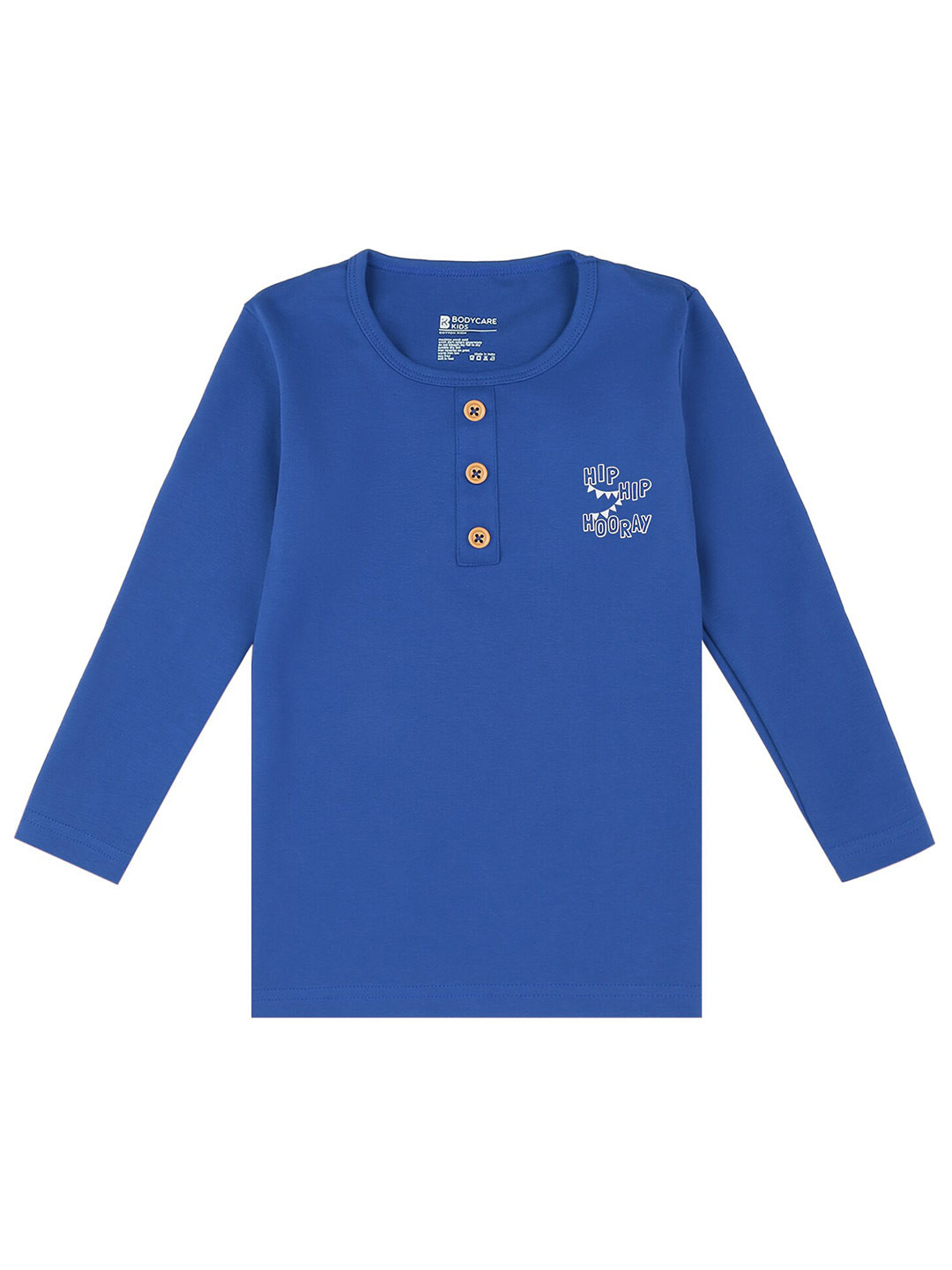 

Bodycare Kids Boys Blue Solid Henley Neck Full Sleeves T-shirt