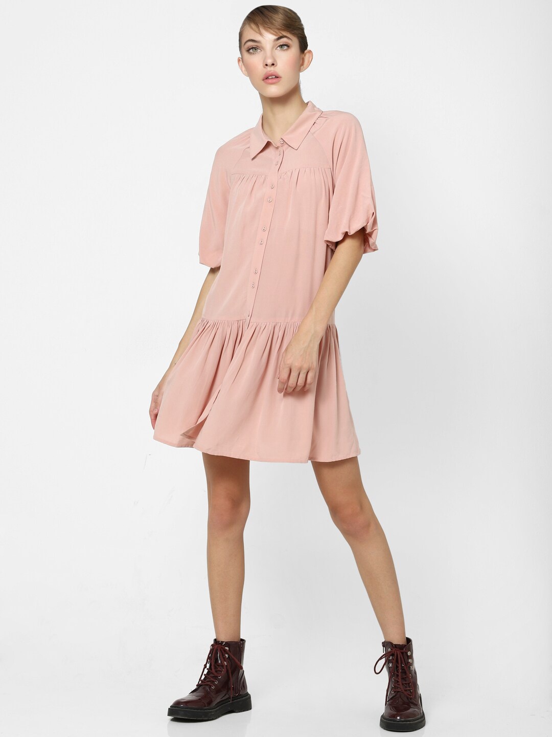 

ONLY Pink Shirt Ruffles Dress