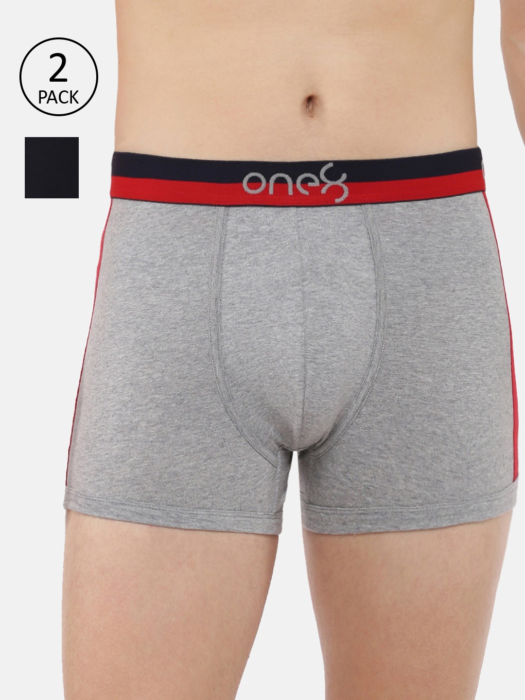 

one8 by Virat Kohli Men Pack Of 2 Solid Cotton Trunks ONE8_718_GR_NB_2PC, Grey