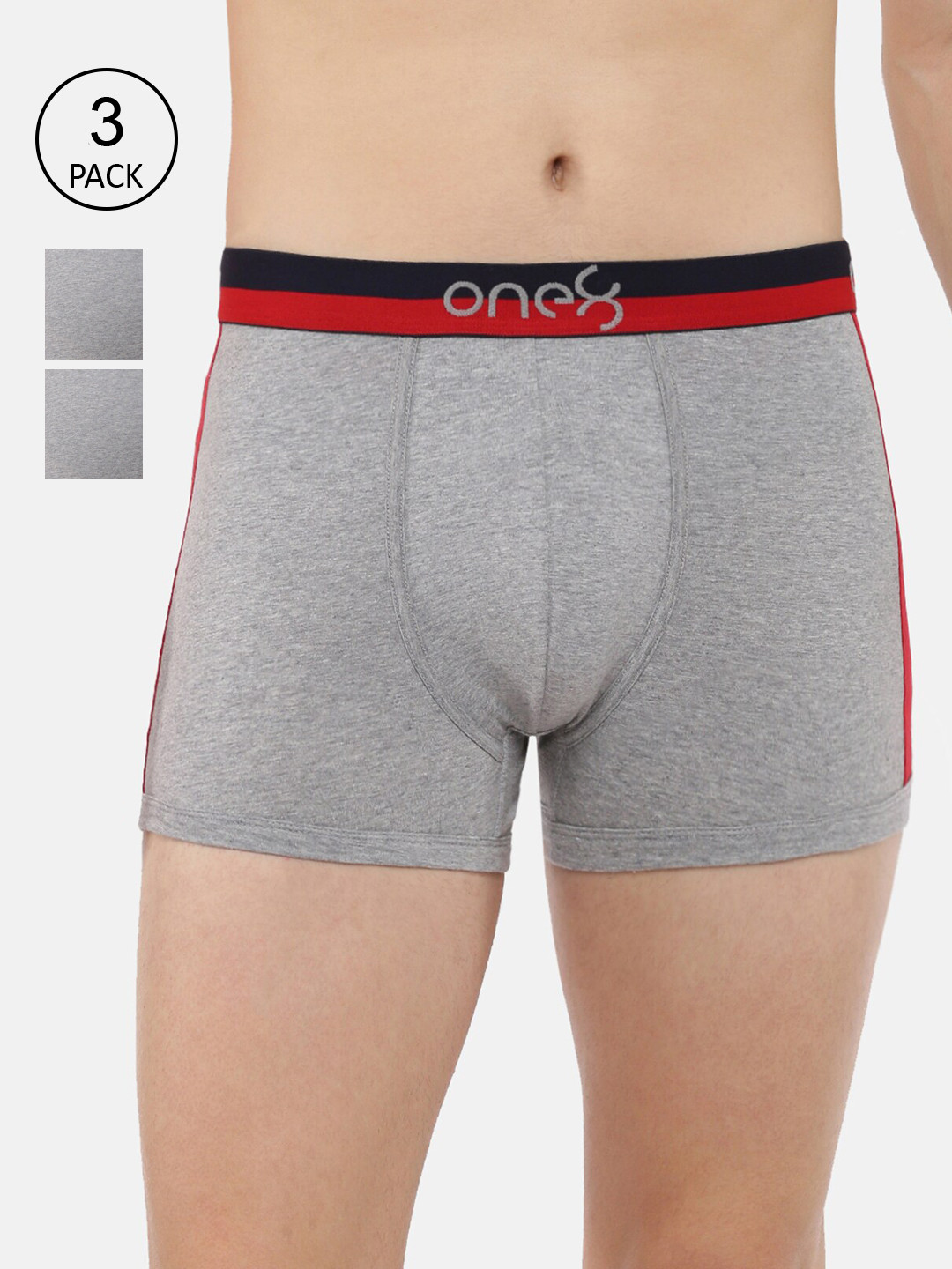 

one8 by Virat Kohli Men Pack Of 3 Solid Cotton Trunk ONE8_718_GR_GR_GR_3PC, Grey