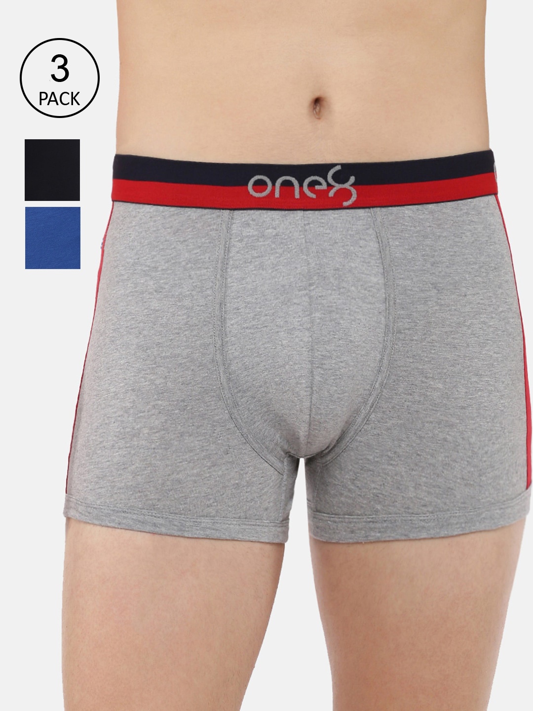 

one8 by Virat Kohli Men Pack Of 3 Solid Trunks ONE8_718_GR_NB_RBLU_3PC, Blue