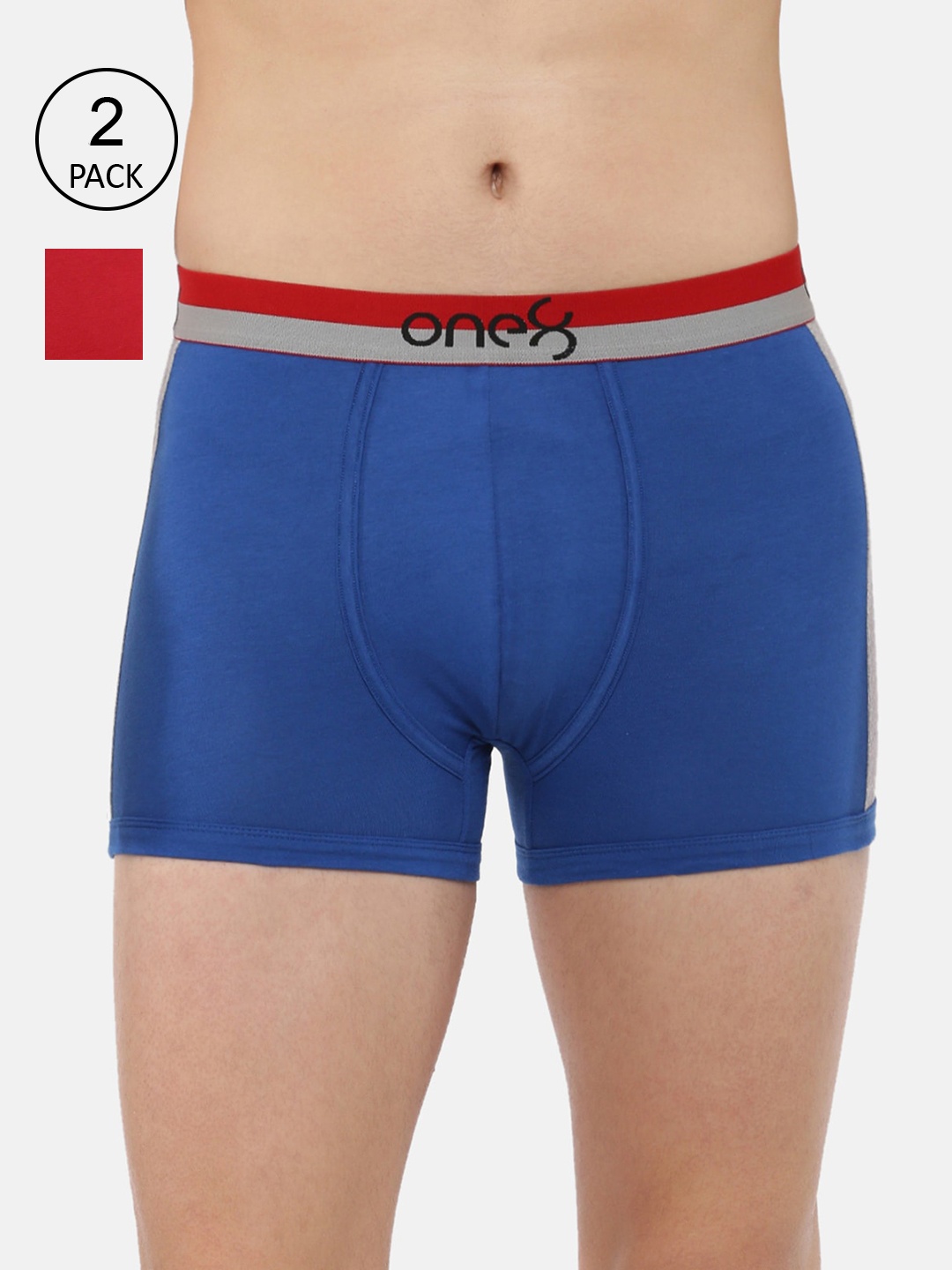 

one8 by Virat Kohli Men Pack of 2 Solid Cotton Trunks ONE8_718_RBLU_BRD_2PC, Blue