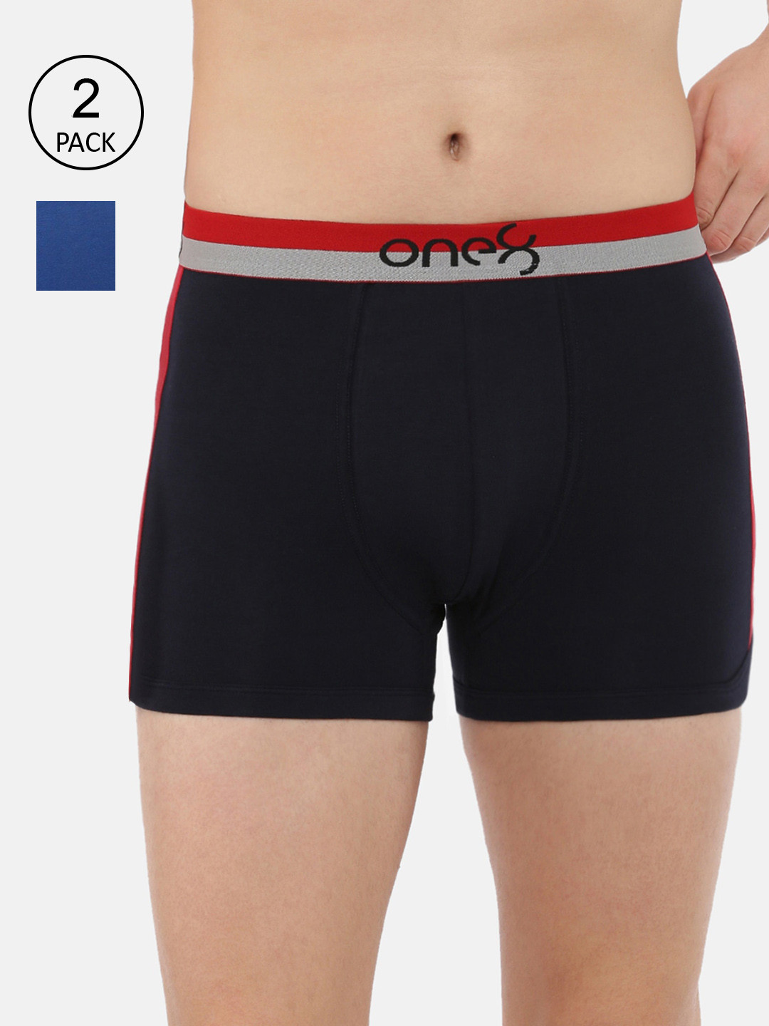 

one8 by Virat Kohli Men Pack Of 2 Solid Trunks ONE8_718_NB_RBLU_2PC, Navy blue
