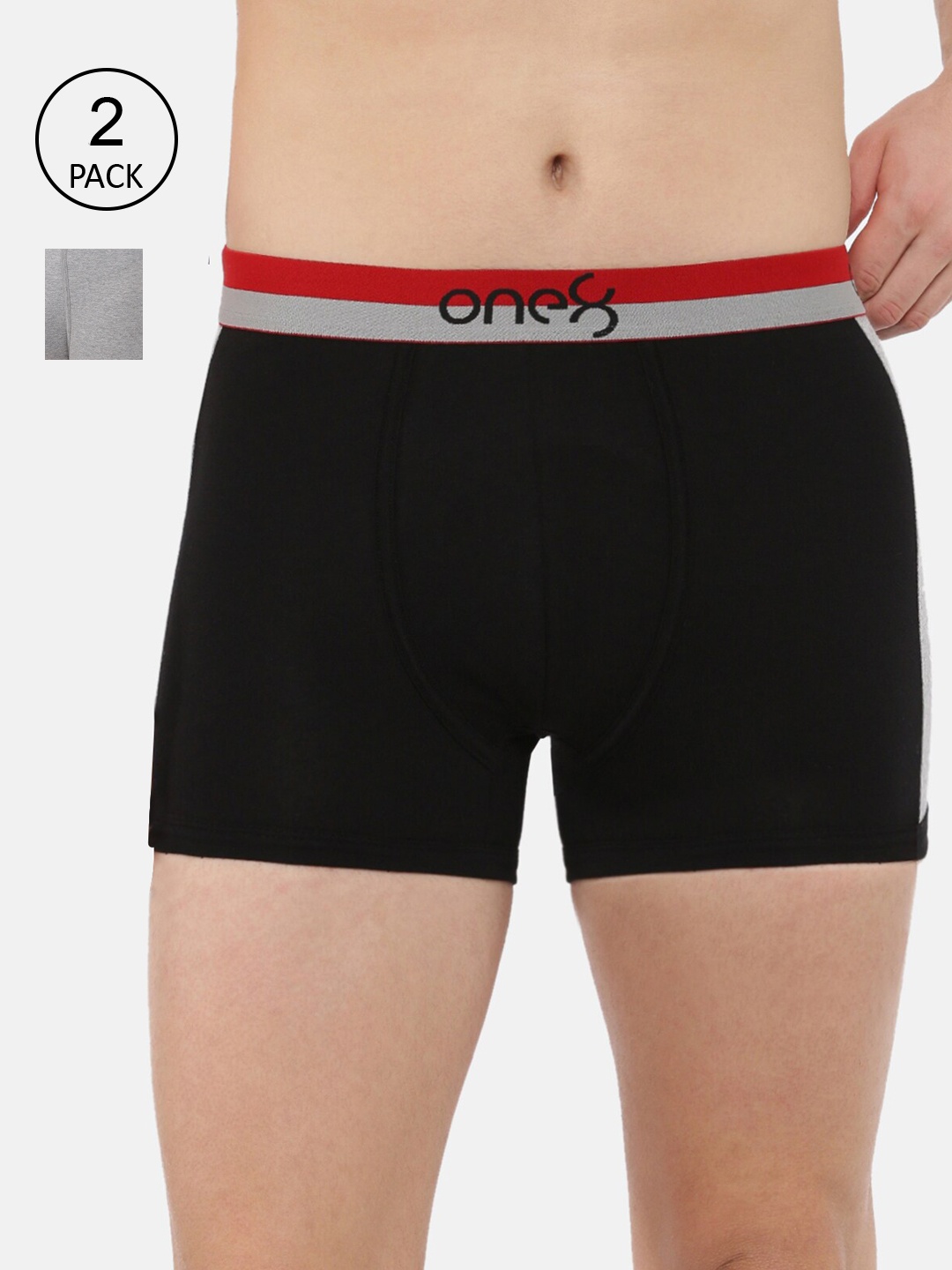 

one8 by Virat Kohli Men Pack Of 2 Black & Grey Solid Trunks ONE8_718_BLK_GR_2PC