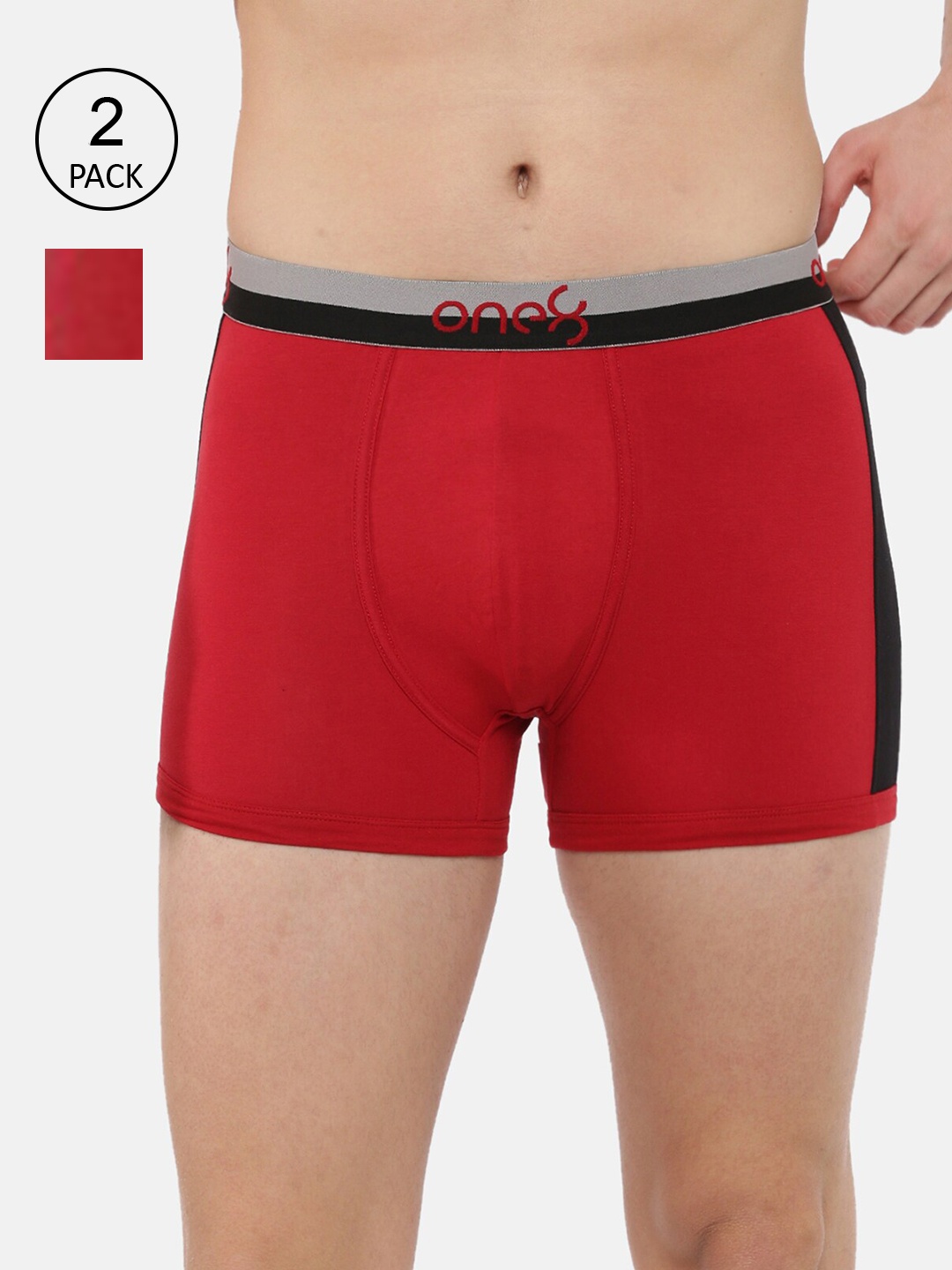 

one8 by Virat Kohli Men Pack Of 2 Red Solid Trunks ONE8_718_BRD_BRD_2PC