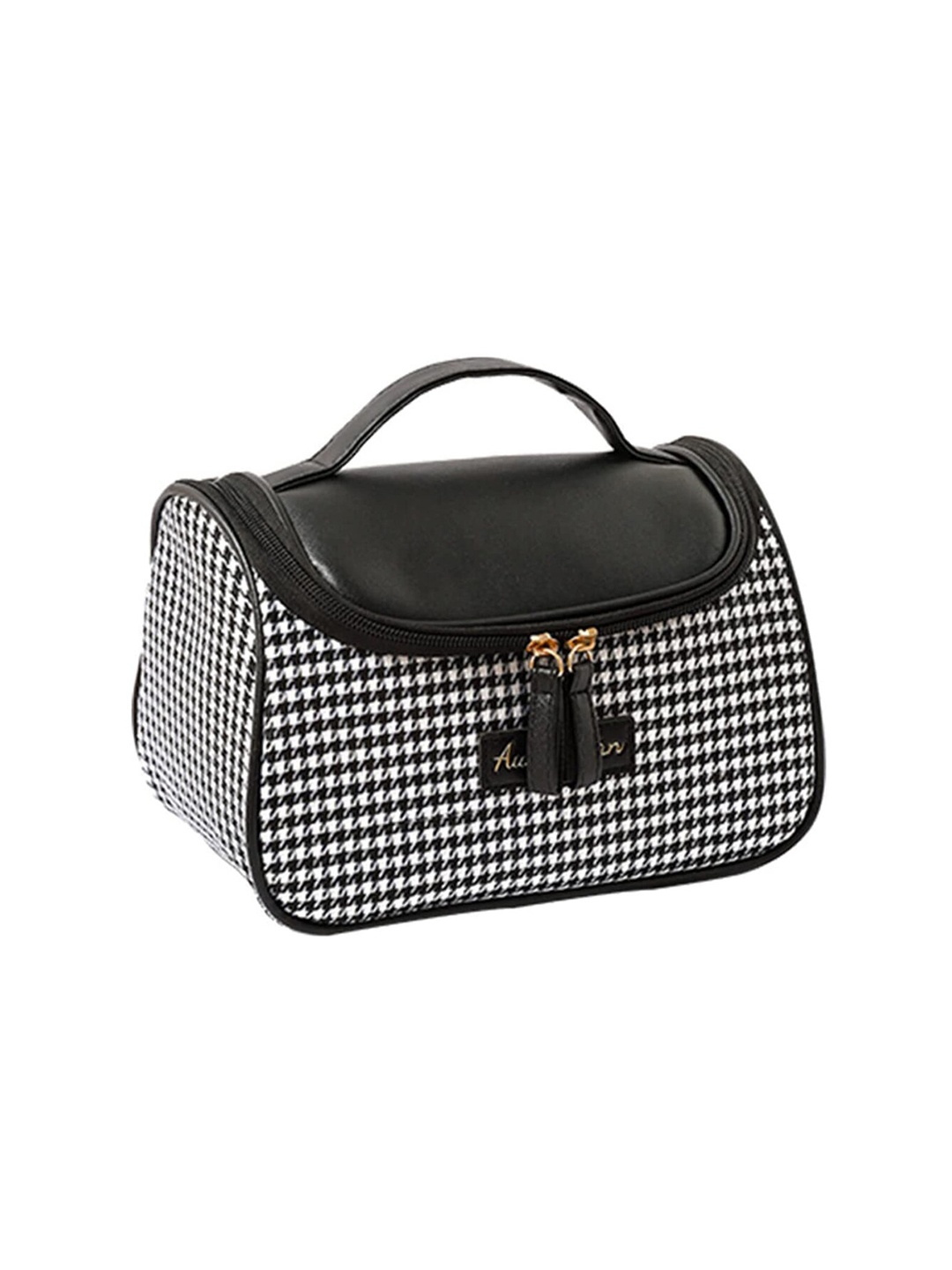 

HOUSE OF QUIRK Grey Checks Make-Up Organizer Bag
