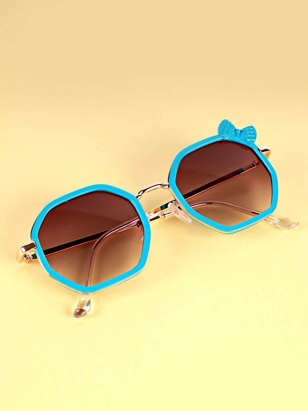 

DukieKooky Unisex Kids Brown Lens & Blue Square Sunglasses with UV Protected Lens