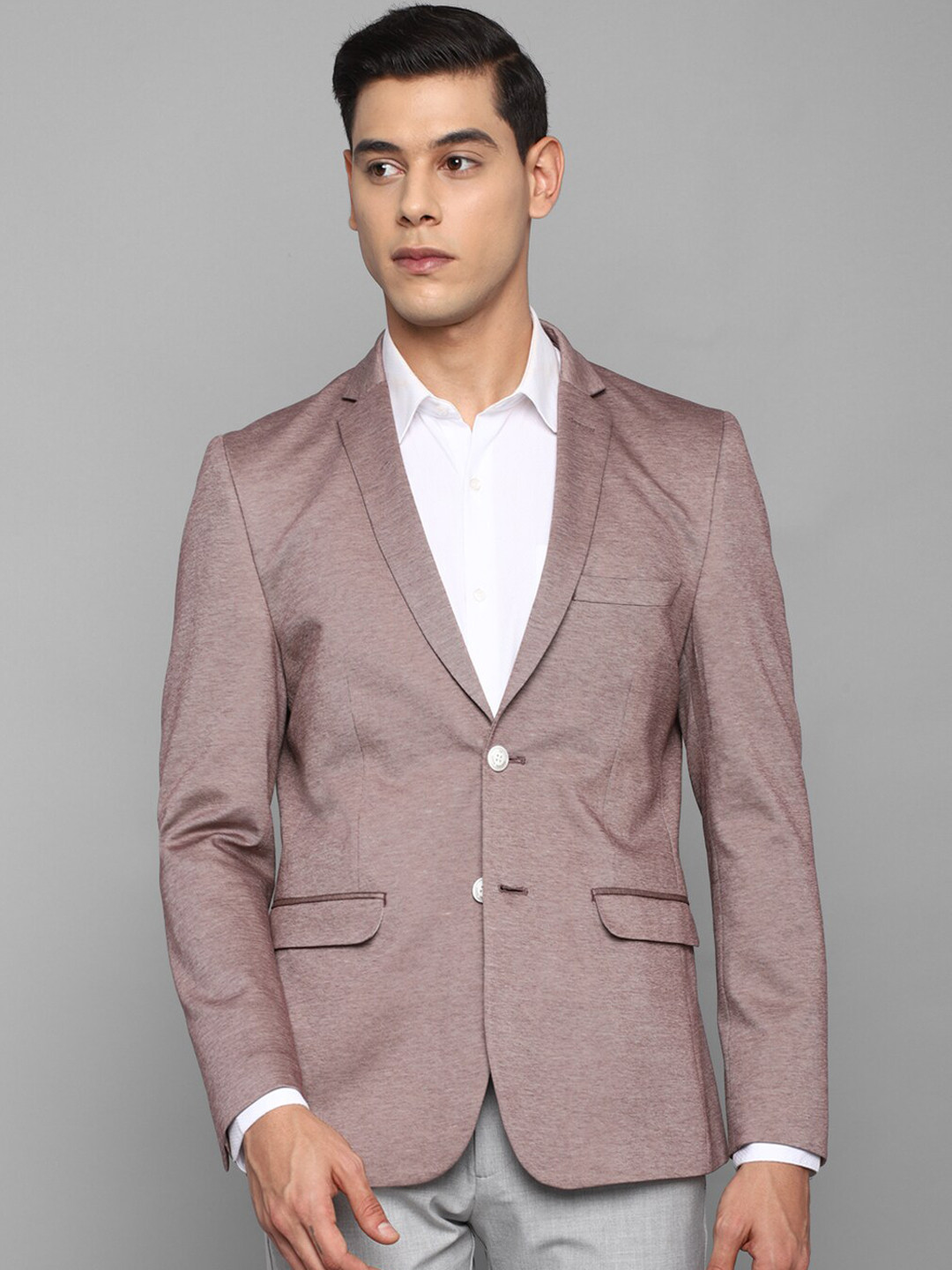 

Louis Philippe Sport Men Self Design Cotton Slim-Fit Single-Breasted Formal Blazer, Purple
