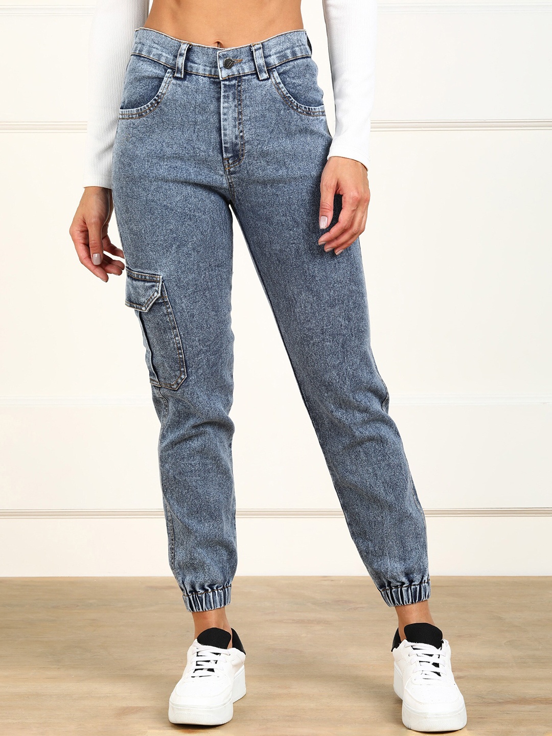 

MONTREZ Women Grey Jogger High-Rise Jeans