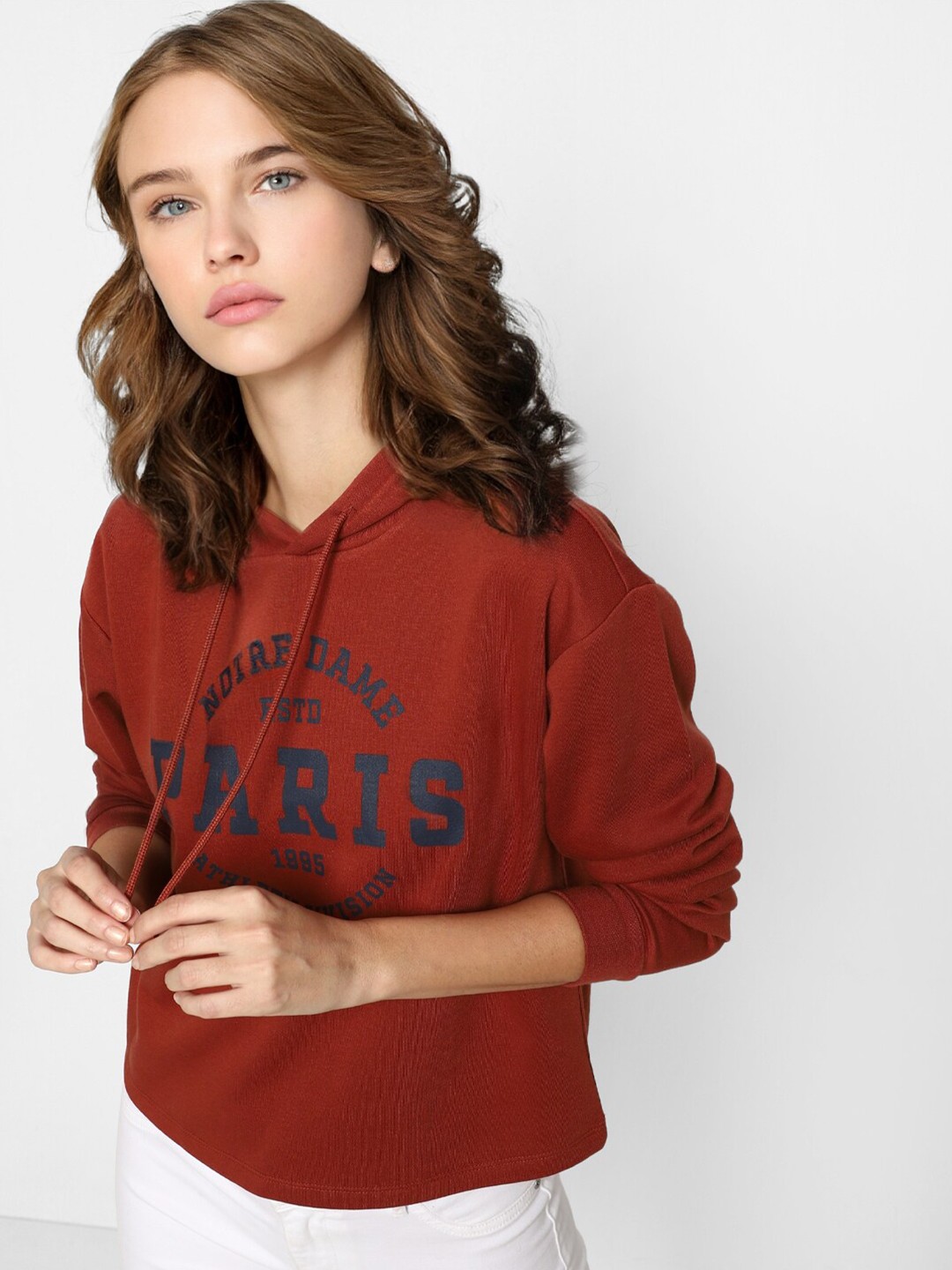 

ONLY Women Brown Typography Printed Hooded Sweatshirt