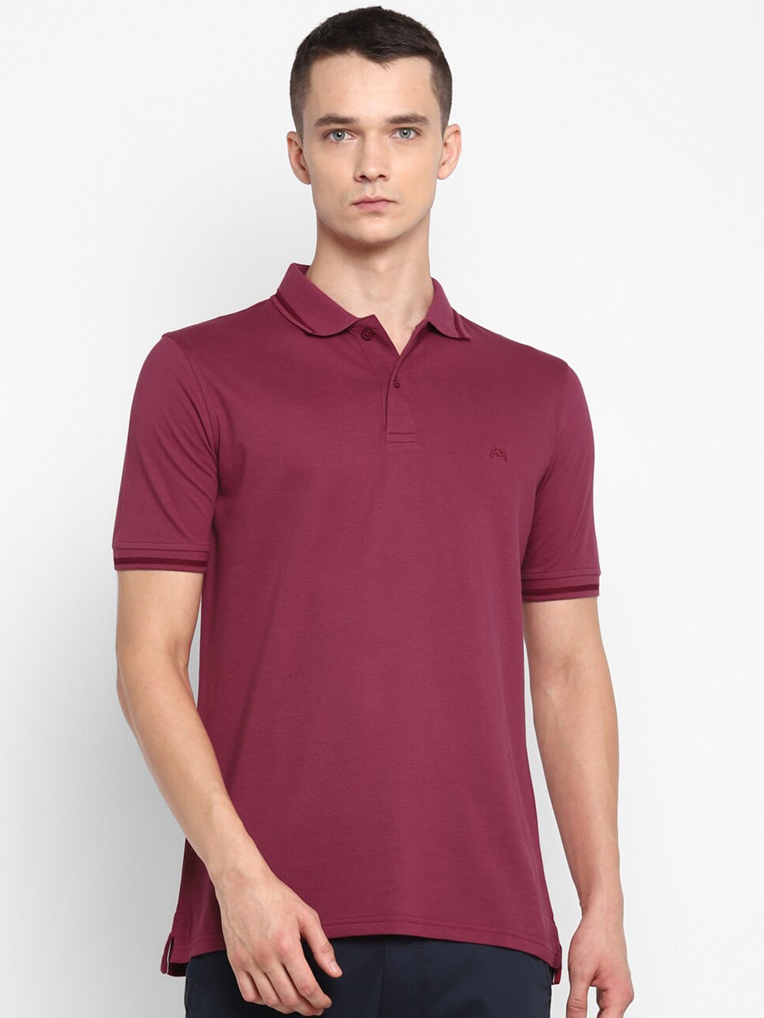 

MUWIN Men Maroon Polo Collar T-shirt