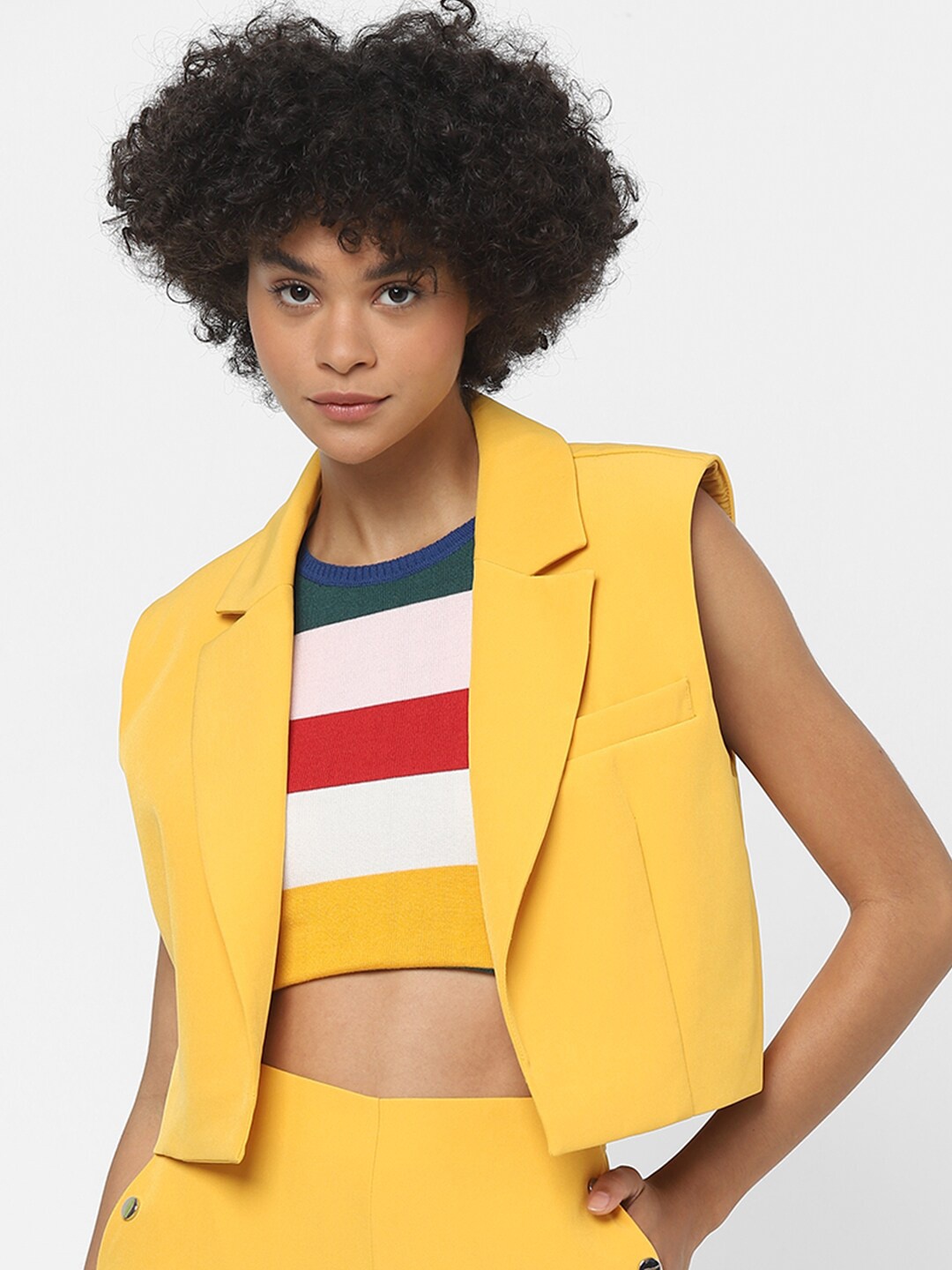 

ONLY Women Yellow Solid Waistcoat