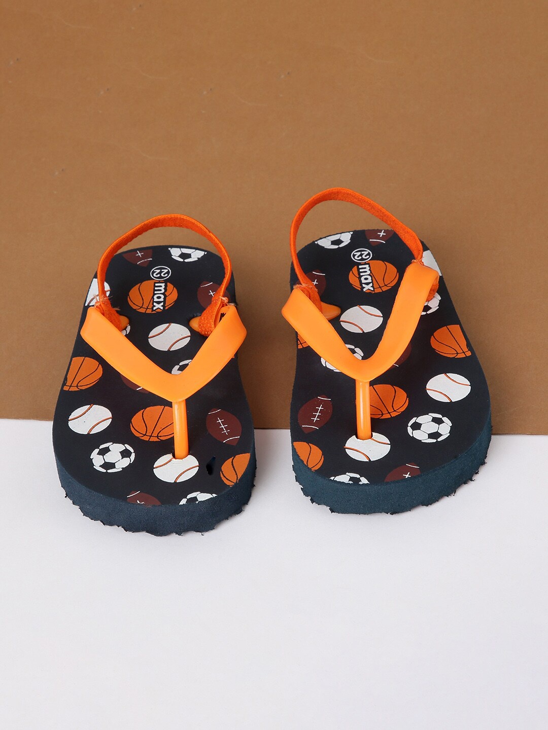

max Boys Orange Printed Comfort Sandals