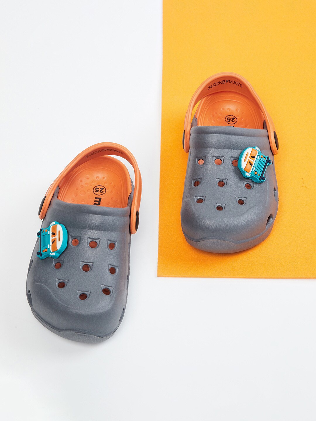 

max Boys Grey & Orange Clogs Sandals