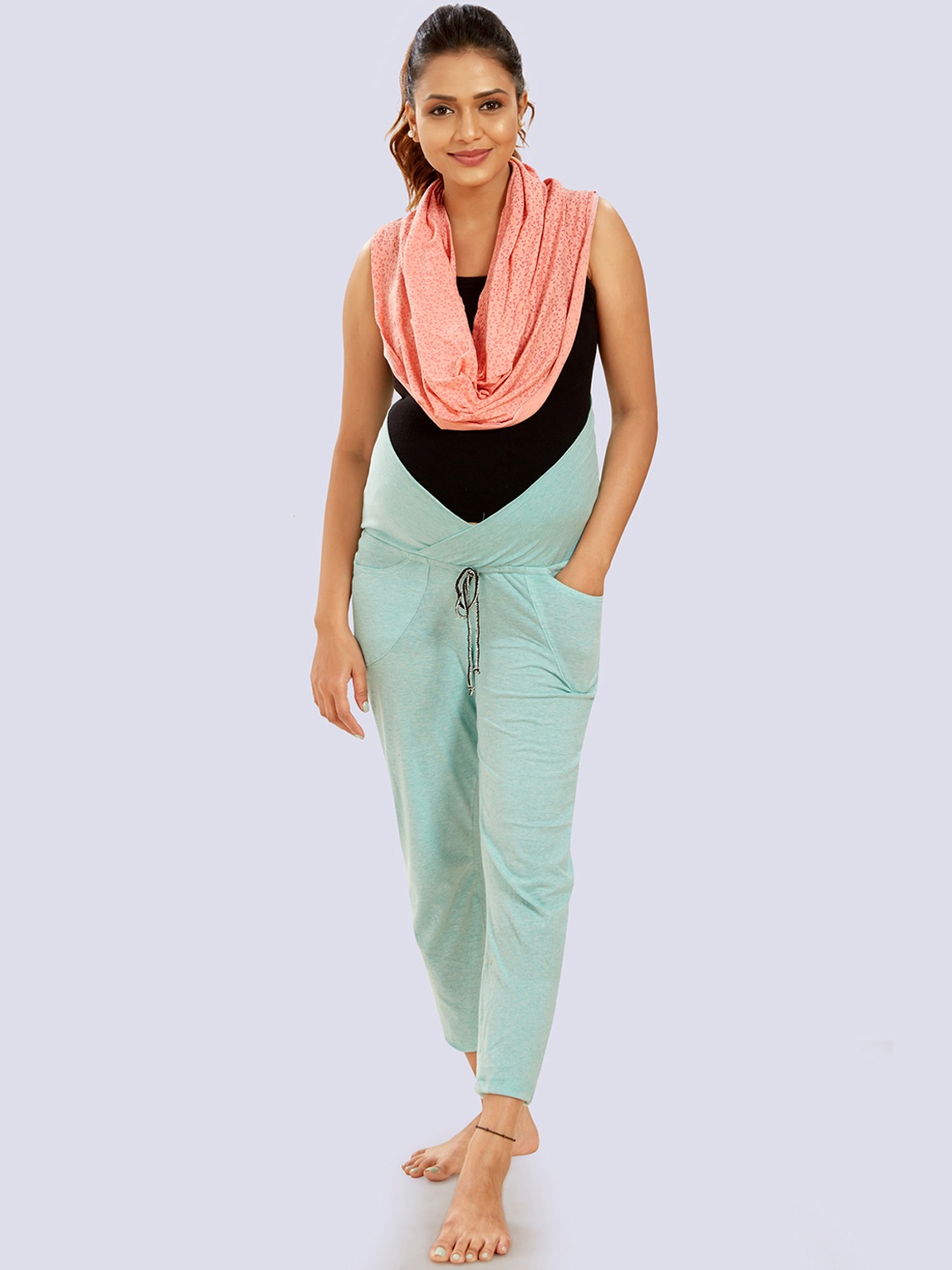 

Mom For Sure by Ketki Dalal Women Coral Nursing cum Canopy Cape Printed Scarf