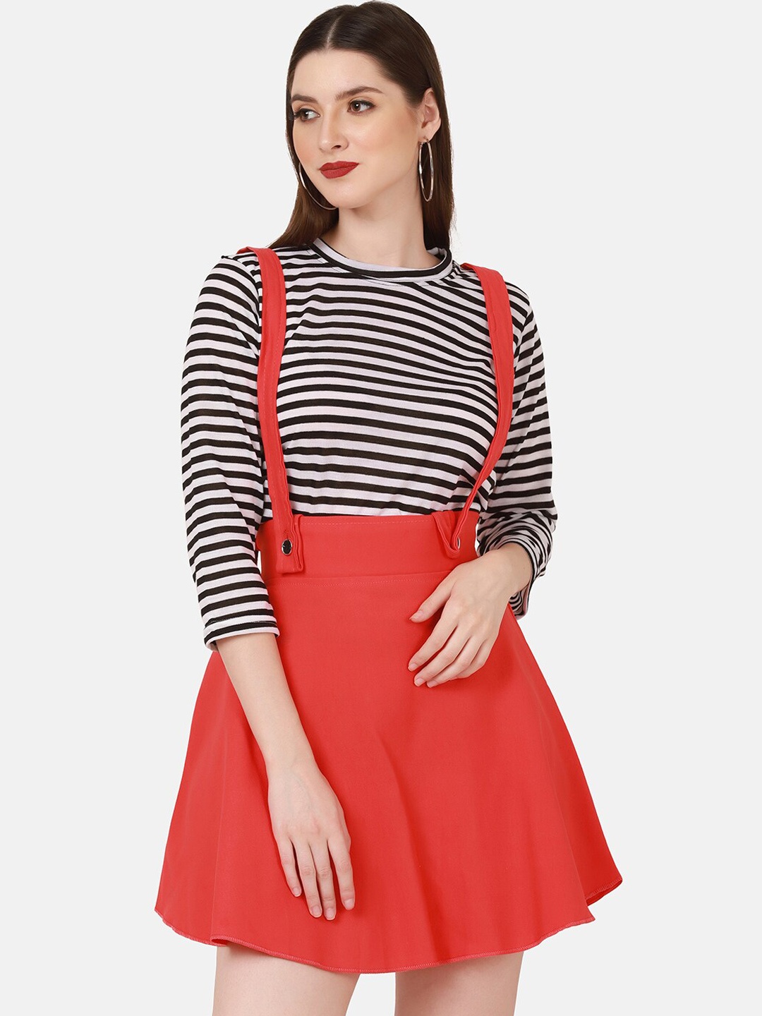 

BUY NEW TREND Women Red Solid Pinafore Skirts