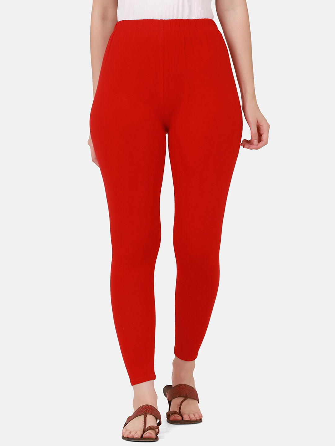 

BUY NEW TREND Women Red Solid Ankle-Length Leggings