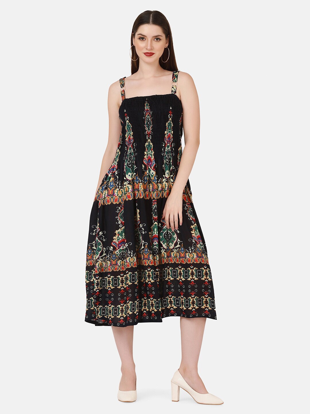 

BUY NEW TREND Multicoloured Ethnic Motifs Printed Midi Dress, Multi