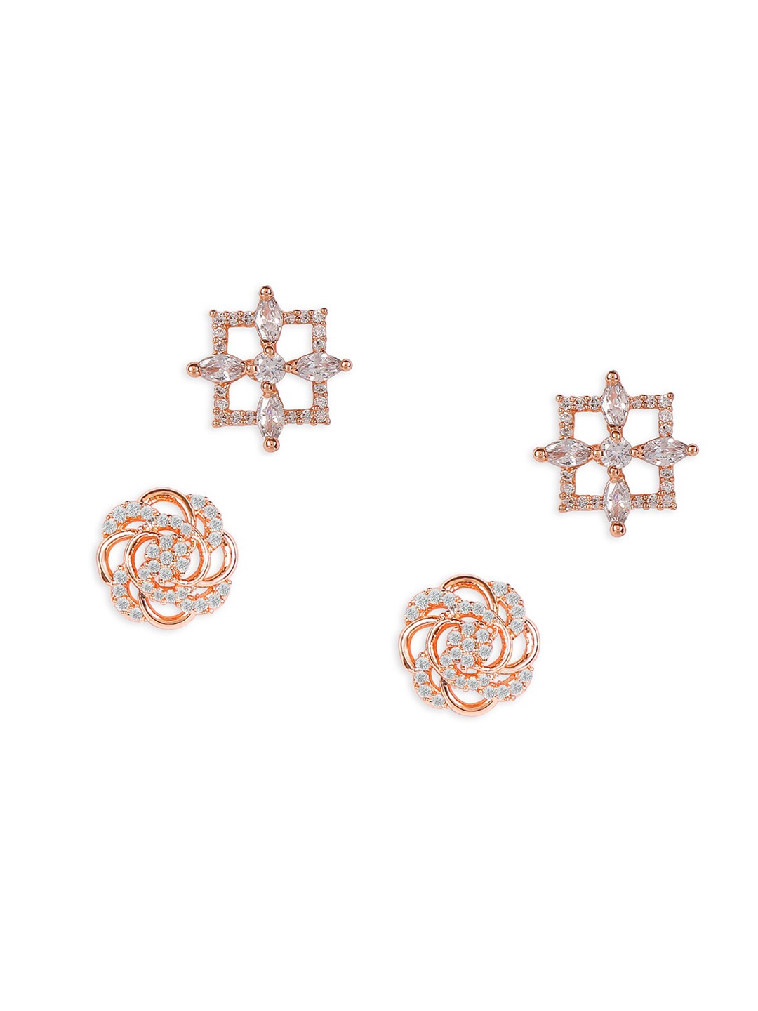 

ZINU Women Rose Gold & Silver-Toned Contemporary Studs Earrings